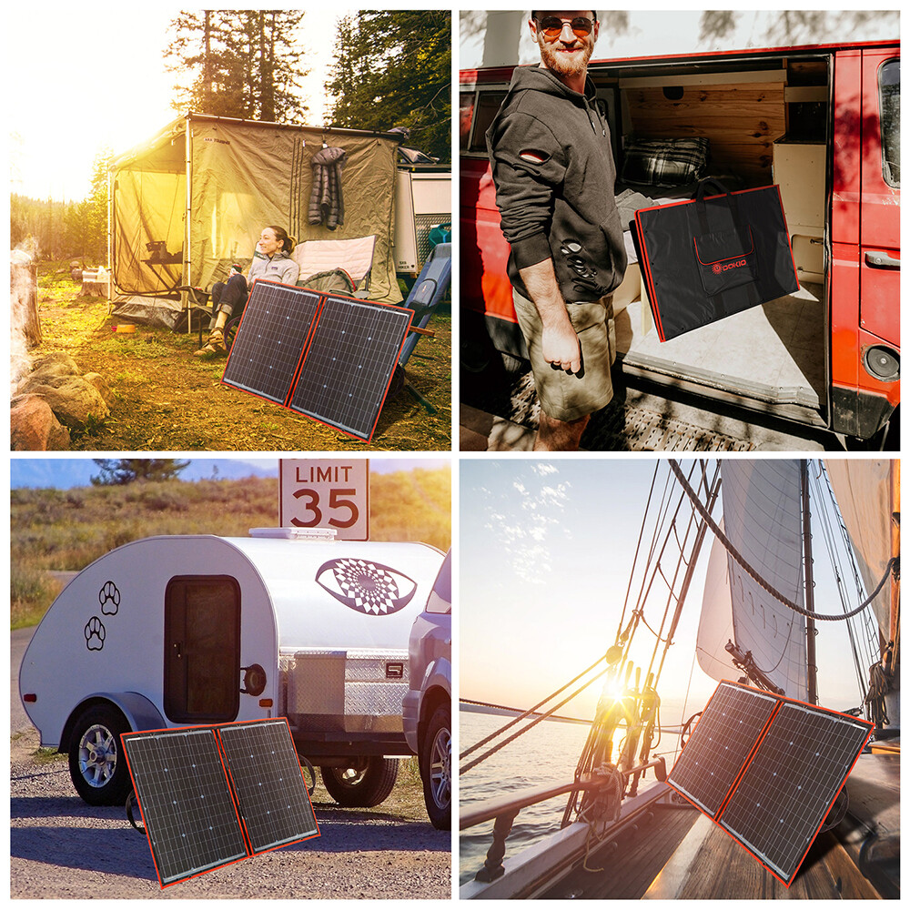 Dokio 100W 12V Portable Flexible Foldable Solar Panel Off-Grid RV Camping Travel