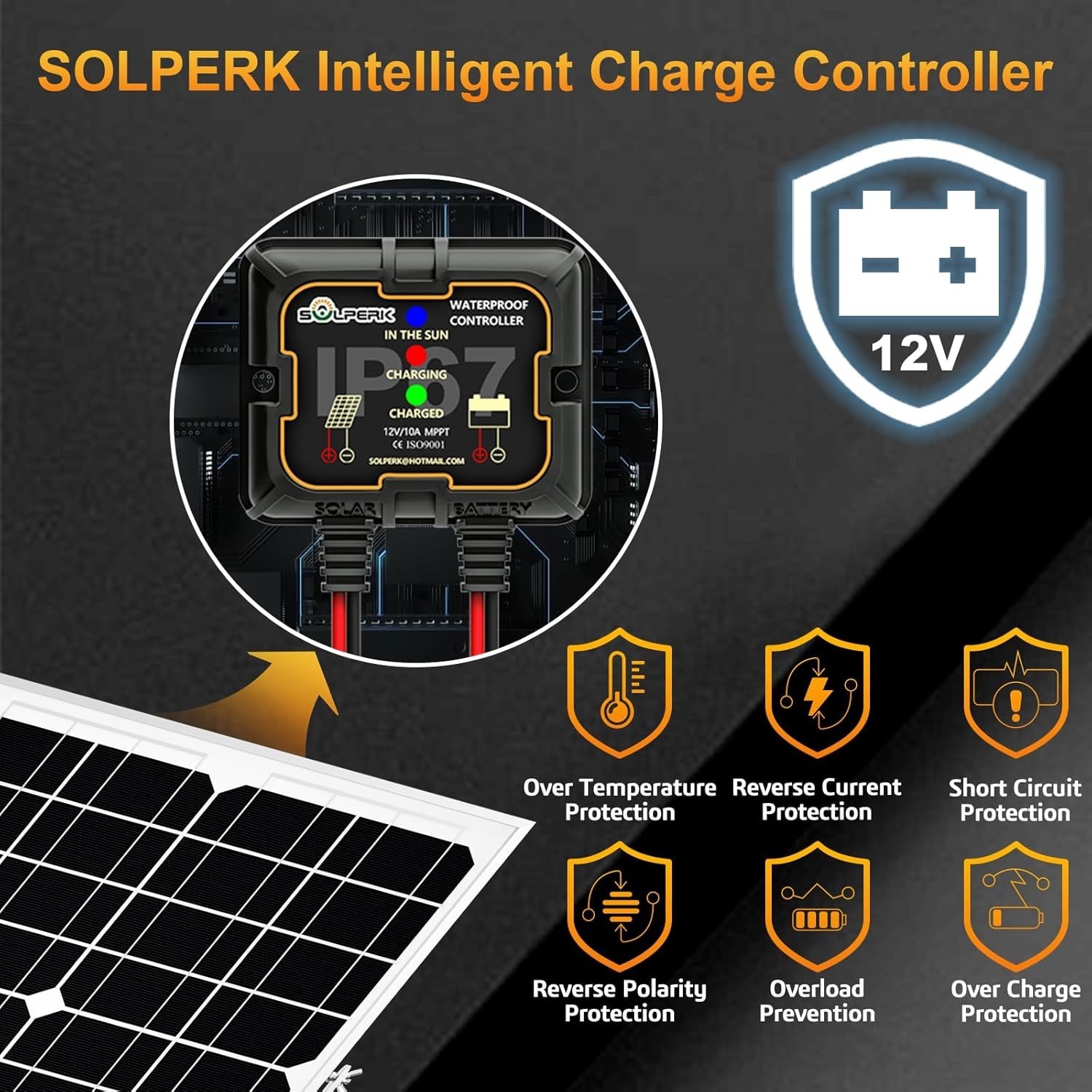 Durable 20W 12V Solar Panel with Smart MPPT Controller & Adjustable Bracket