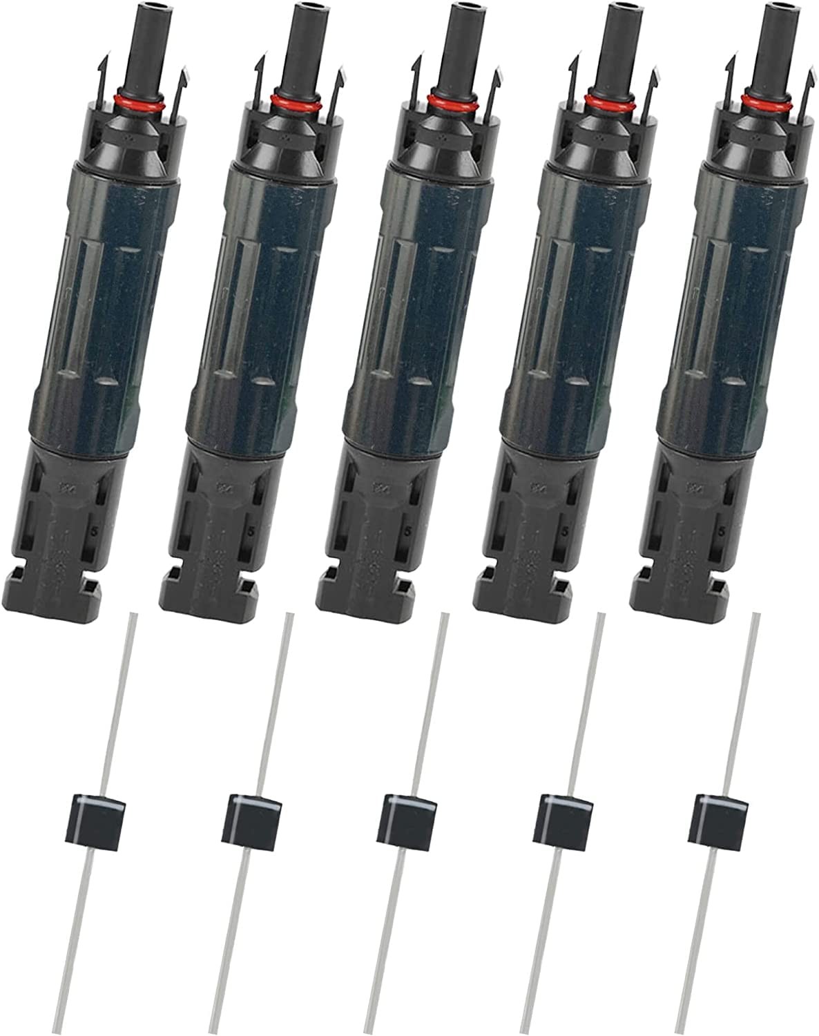 5 PCS PV Solar Panel Connector Male/Female 10A Builtin Diode Inline Fuse Sola…