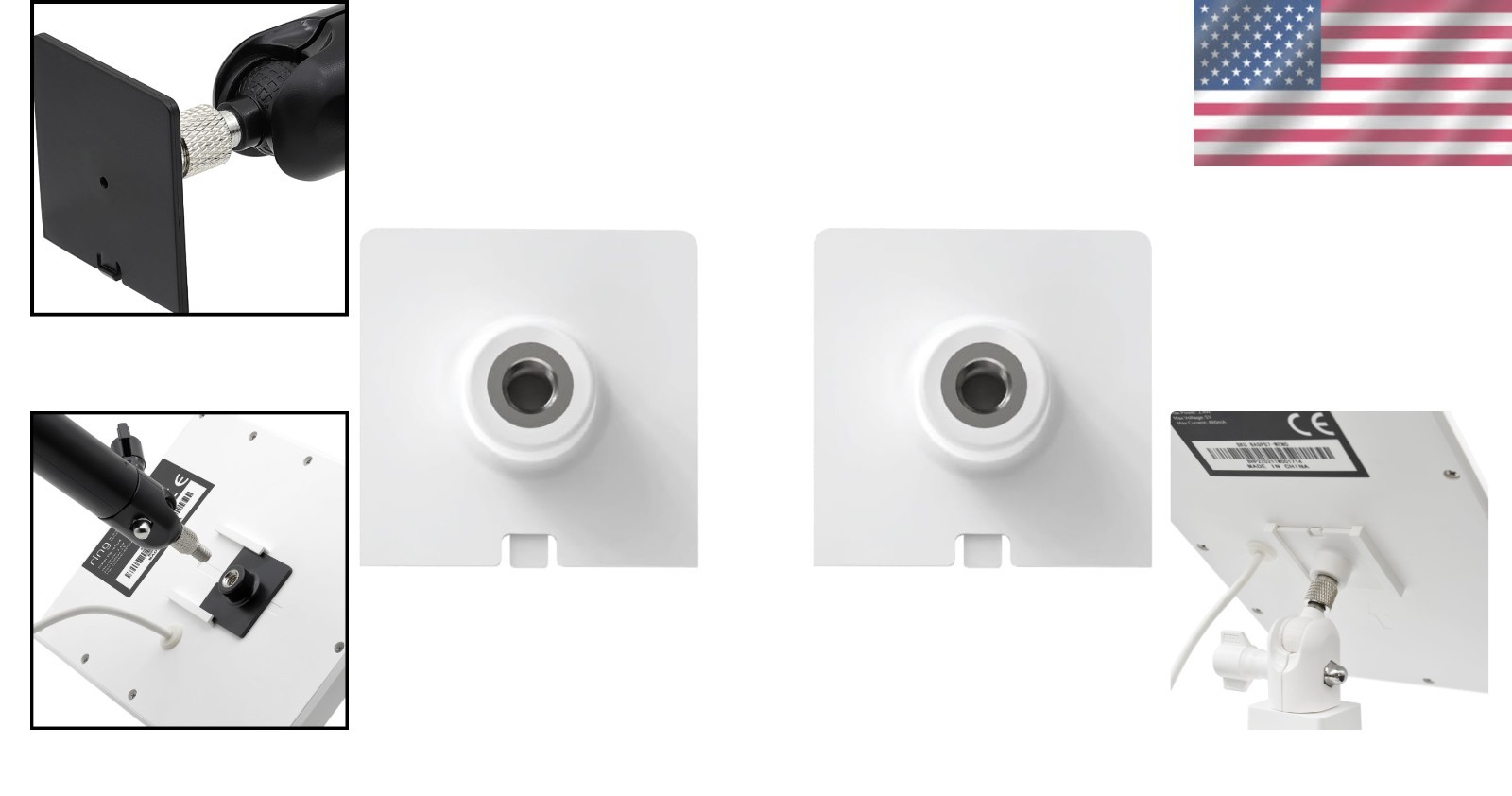 2-Pack White Mount Adapter for Ring Solar Panels – Fits All Ring Generations