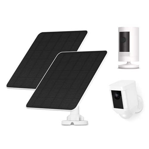 5W Solar Panel Charger for Ring & Wyze Cameras, 9.8ft Cable, Waterproof, 2 Pack