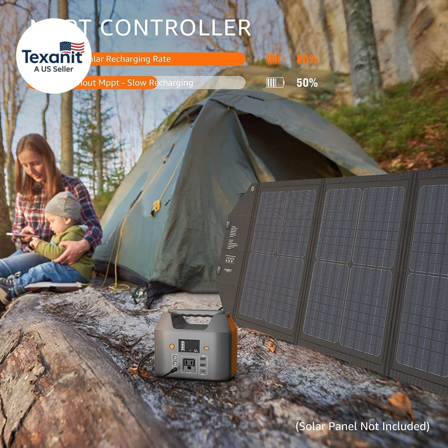 Portable Power Station 150W 155Wh Solar Generator 110V 42000Mah Portable Power B