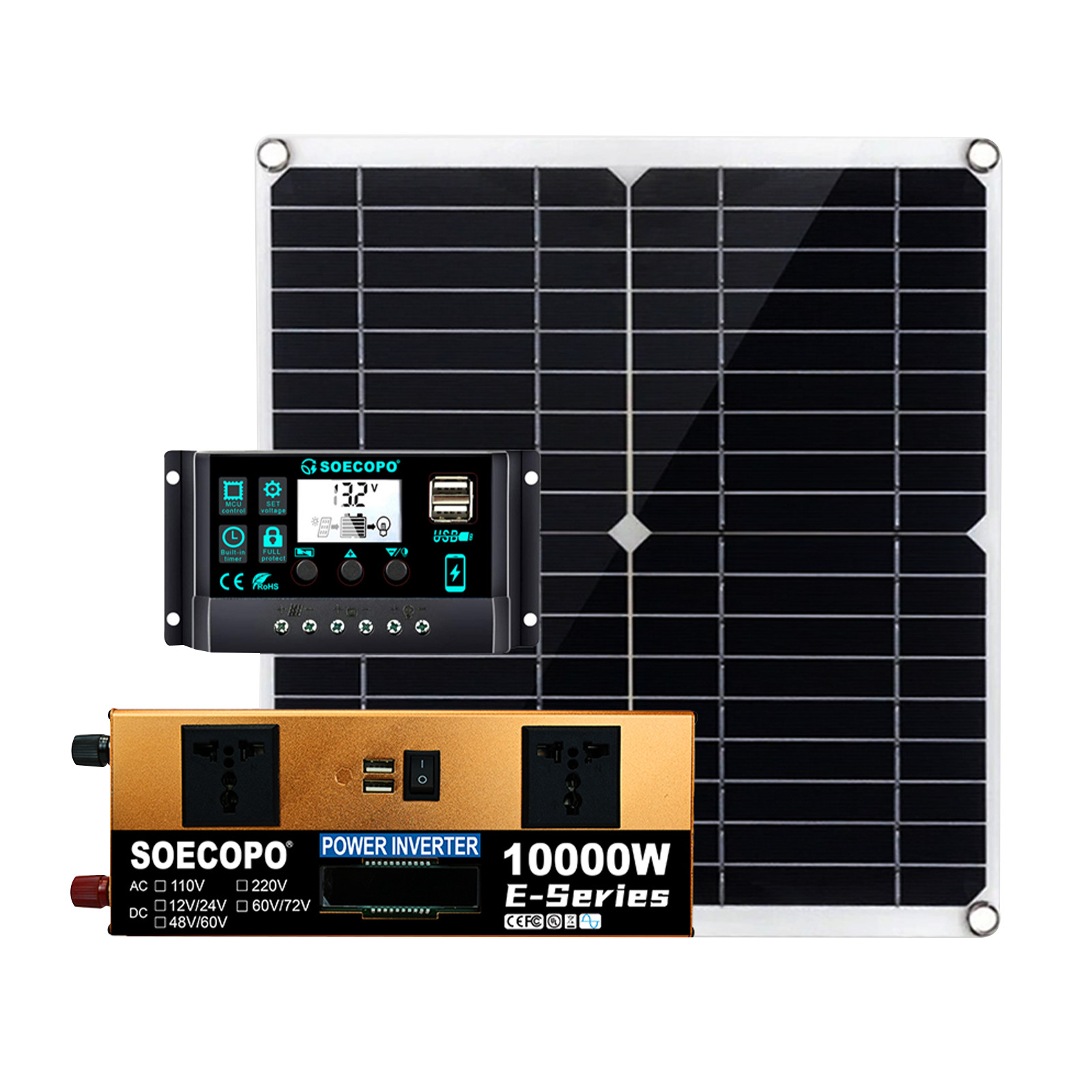 10000W Power Inverter Solar Generator With 300W Solar Panel Home Complete Set