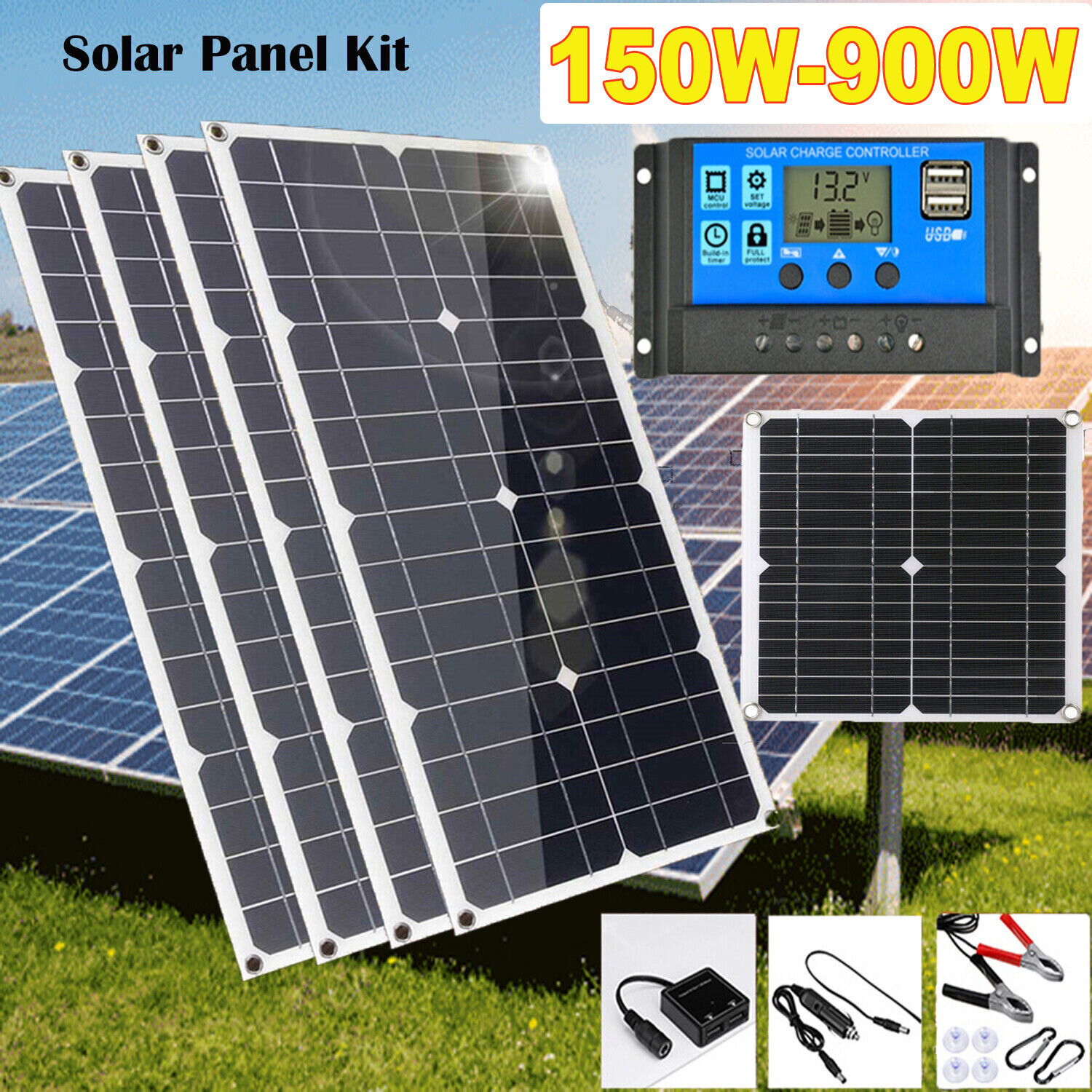 150W 300W 900W Watt 12V Monocrystalline Solar Panel for RV Home Rooftop Off Grid