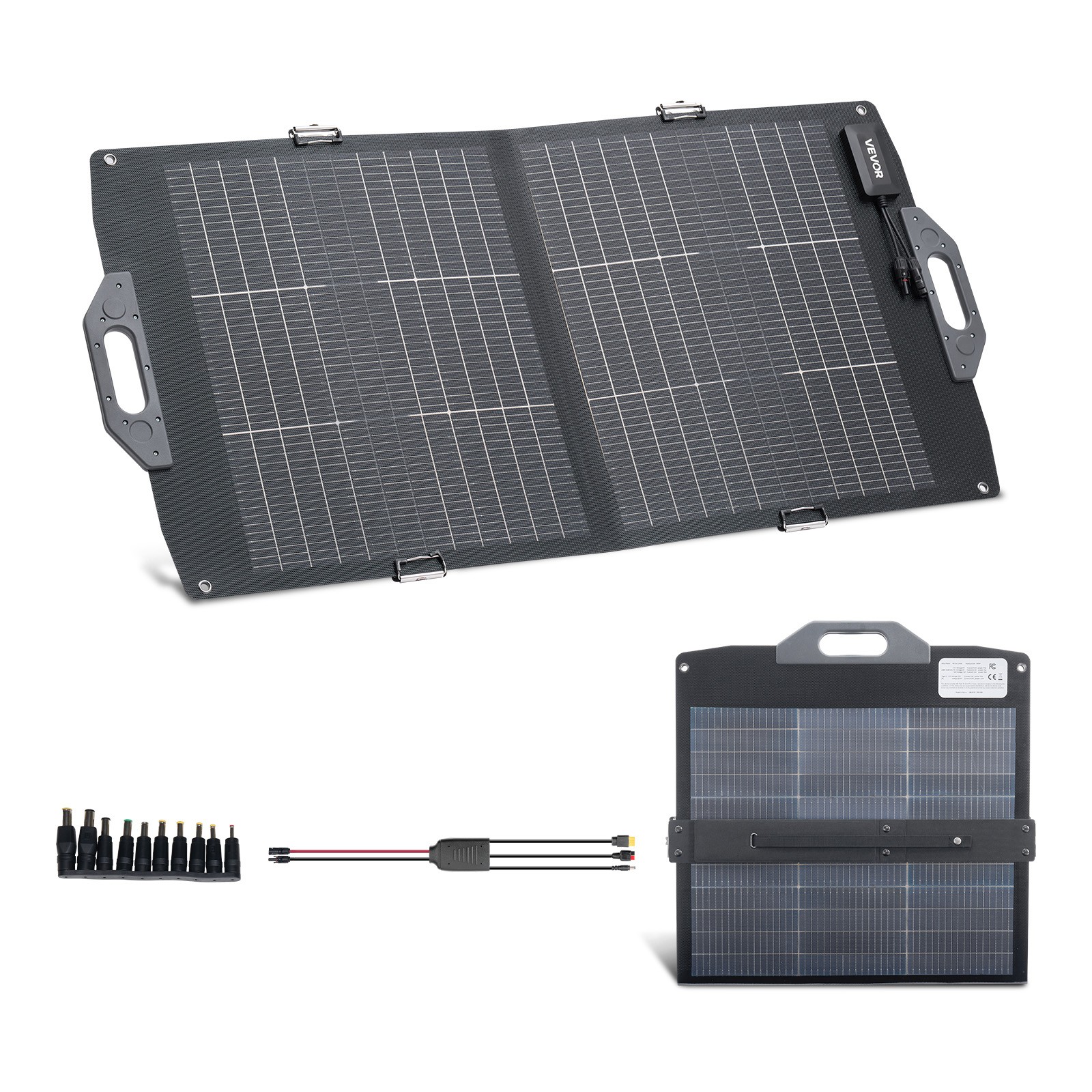 VEVOR 100W Bifacial Solar Panel Foldable Monocrystalline Solar Panel Charger