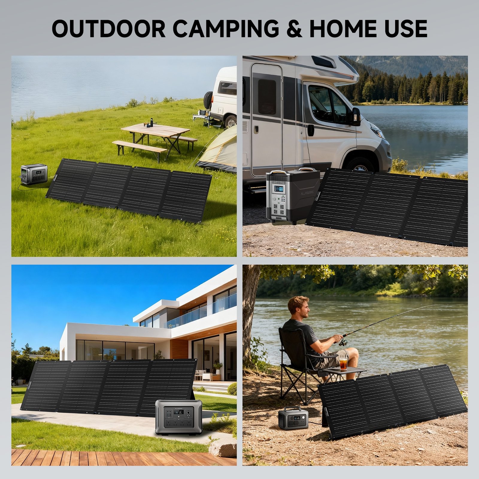 ALLPOWERS 200W Portable Foldable Solar Panel Kit For Solar Generator For Camping