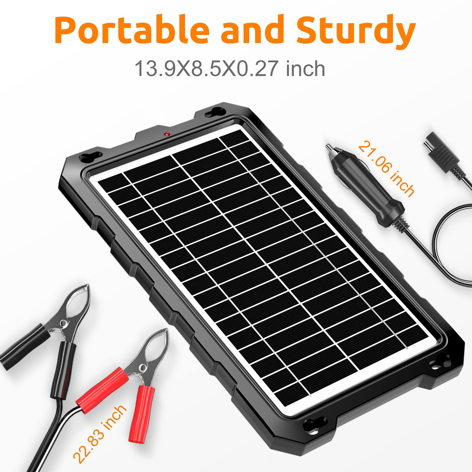 SUNAPEX 12V Solar Trickle Charger – Waterproof 10W Solar Battery Maintainer f…