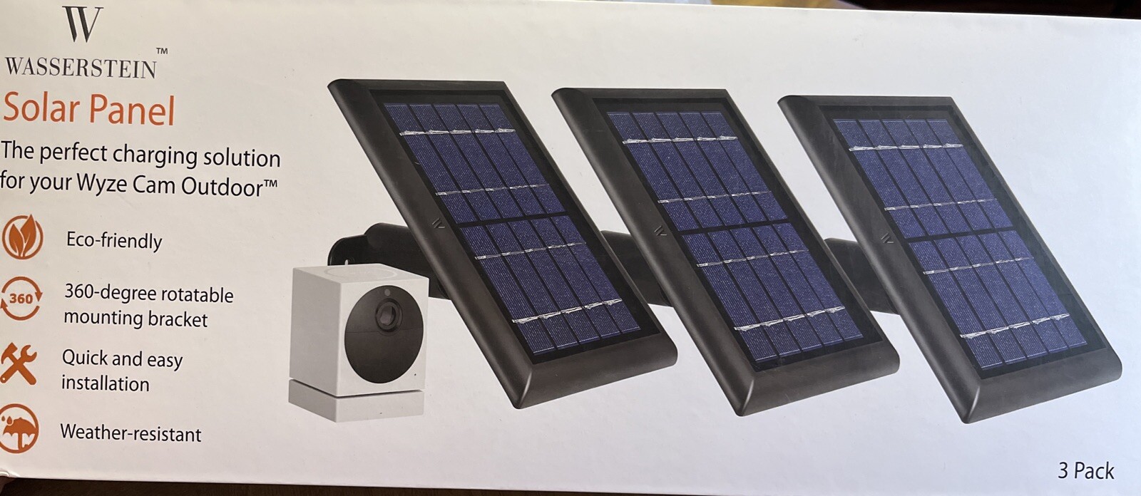 3 PACK Solar Power Panel Wyze Cam Outdoor Security Outdoor Camera.FREE SHIPPING