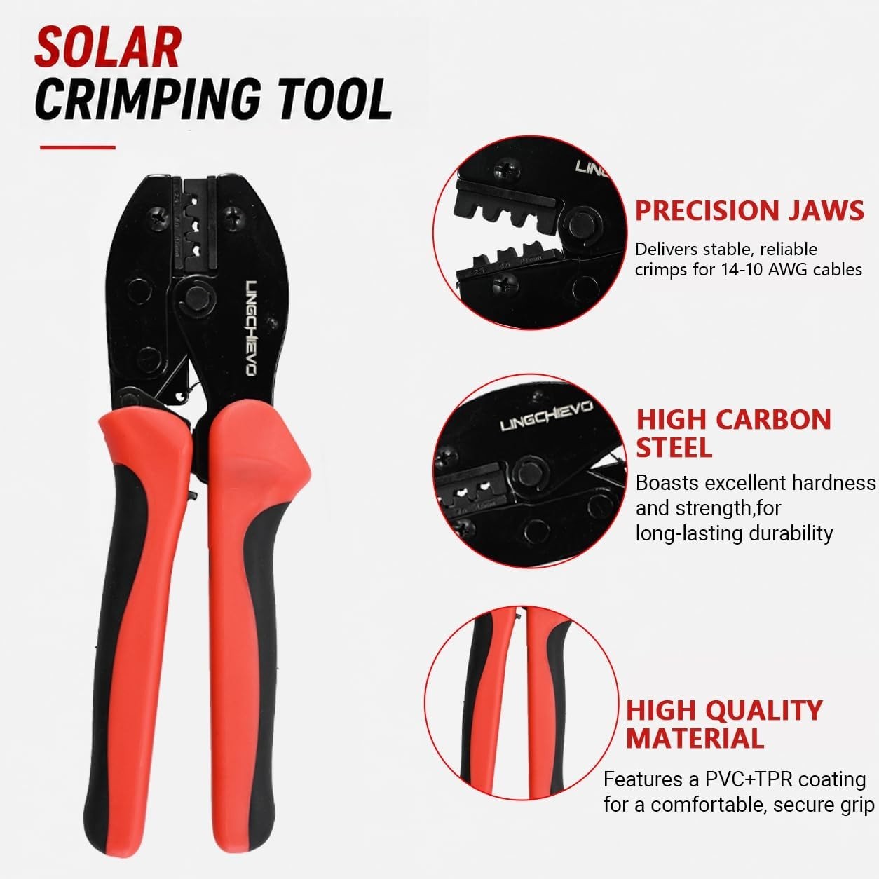Solar MC4 Connector Crimping Tool Kit for Solar Panel Cable Assembly,14-10 AW…