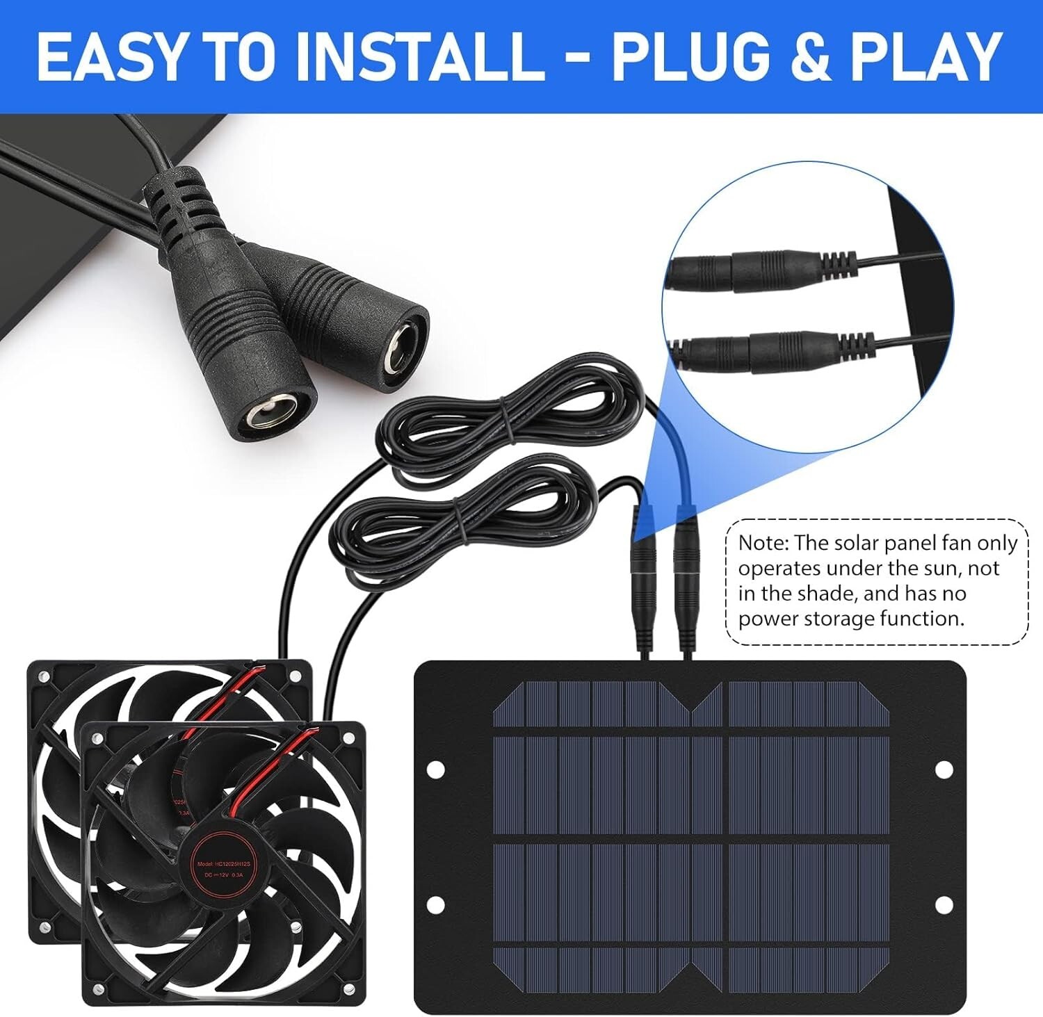 EEEKit Solar Panel Fans Kit, 10W 12V Solar Panel Powered Dual Fan | USA model