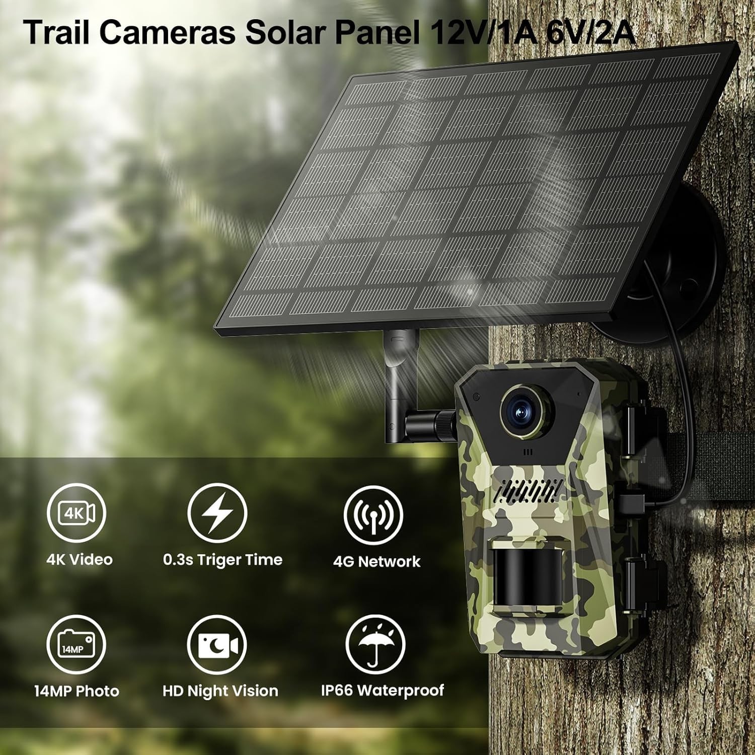 Trail Solar Panel 12V/1A 6V/1.5A Solar Battery Charger Kit Built-in 5200mAH R…