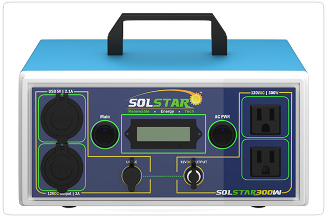 SOLSTAR300 Power Station 256Wh LiFePO4 Battery 300W AC Outlet – Metal/Plastic