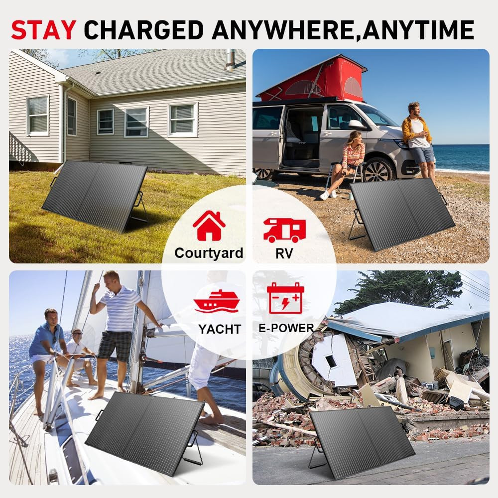 100W 12V Portable Solar Panels Suitcase with Waterproof 10A Charge Controller, F