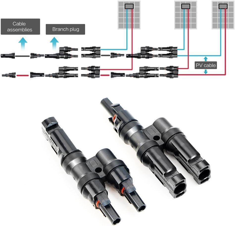ALLPOWERS Branch Connectors Solar Panels Connectors Y Connector for Parallel MMF