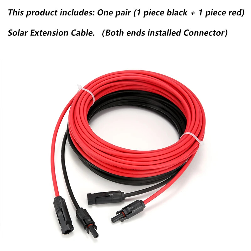 PV Cable Black+Red 2.5/4/6mm² 10-14AWG XLPE Extension Cord Male Female Plug