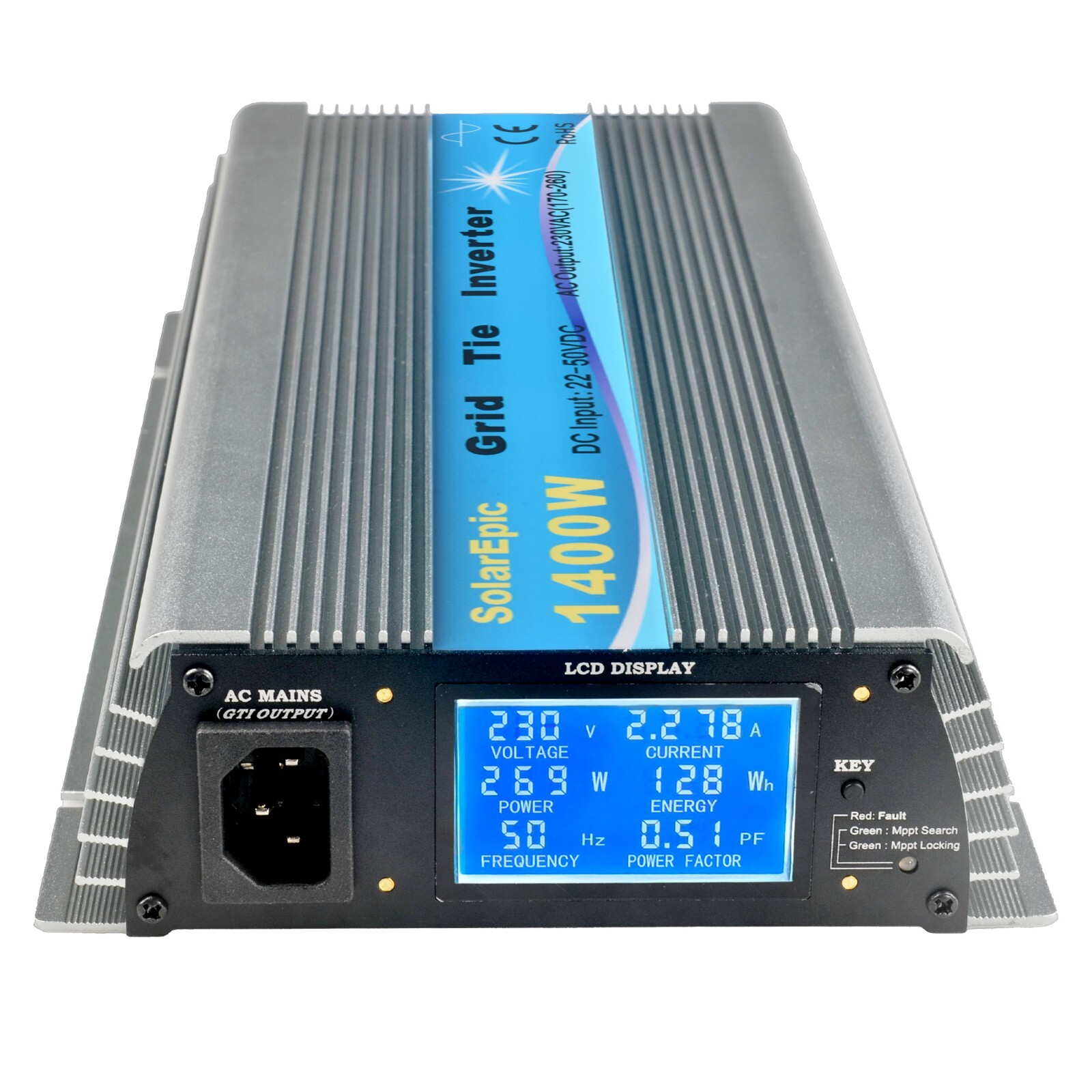 1400W Grid Tie Inverter DC24/36V to AC110 or 220V Pure Sine Wave Built-in Meter