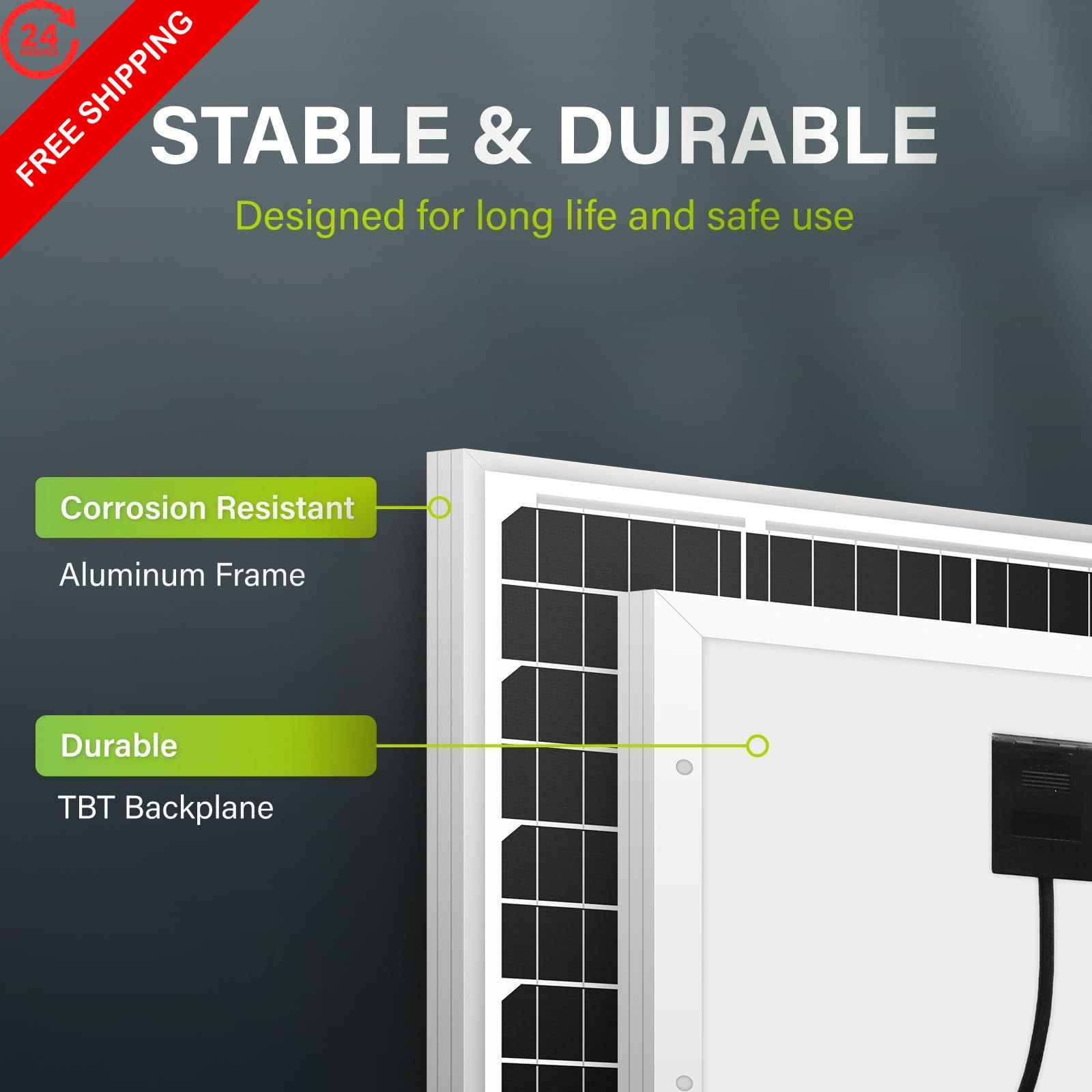 Newpowa 20W 12V Solar Panel Monocrystalline PV Module 1PCS, White