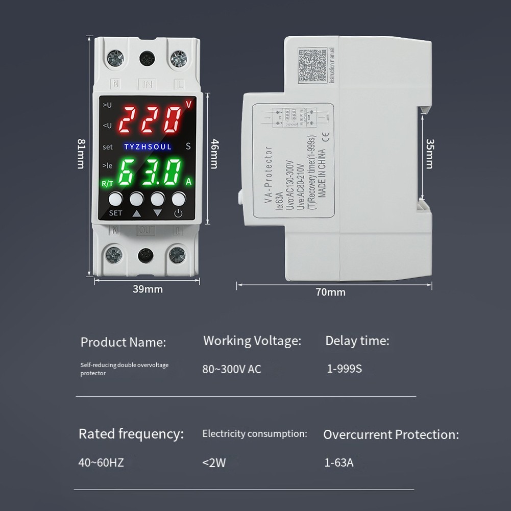 Smart Voltage Protector Device with Dual Display and Over Under Current Relay