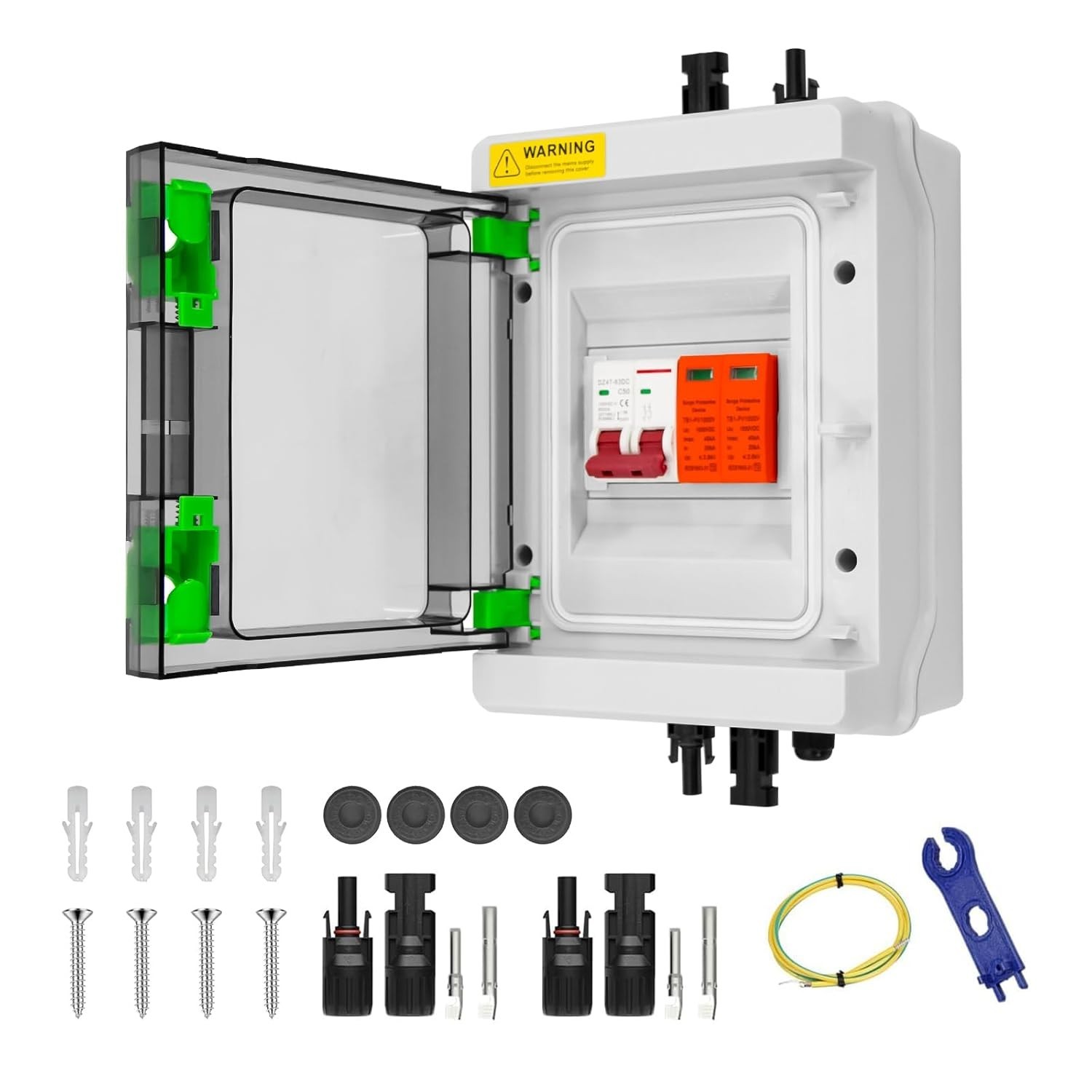 Solar Combiner Box 1-In-1-Out 50A Circuit Breaker Surge Protector