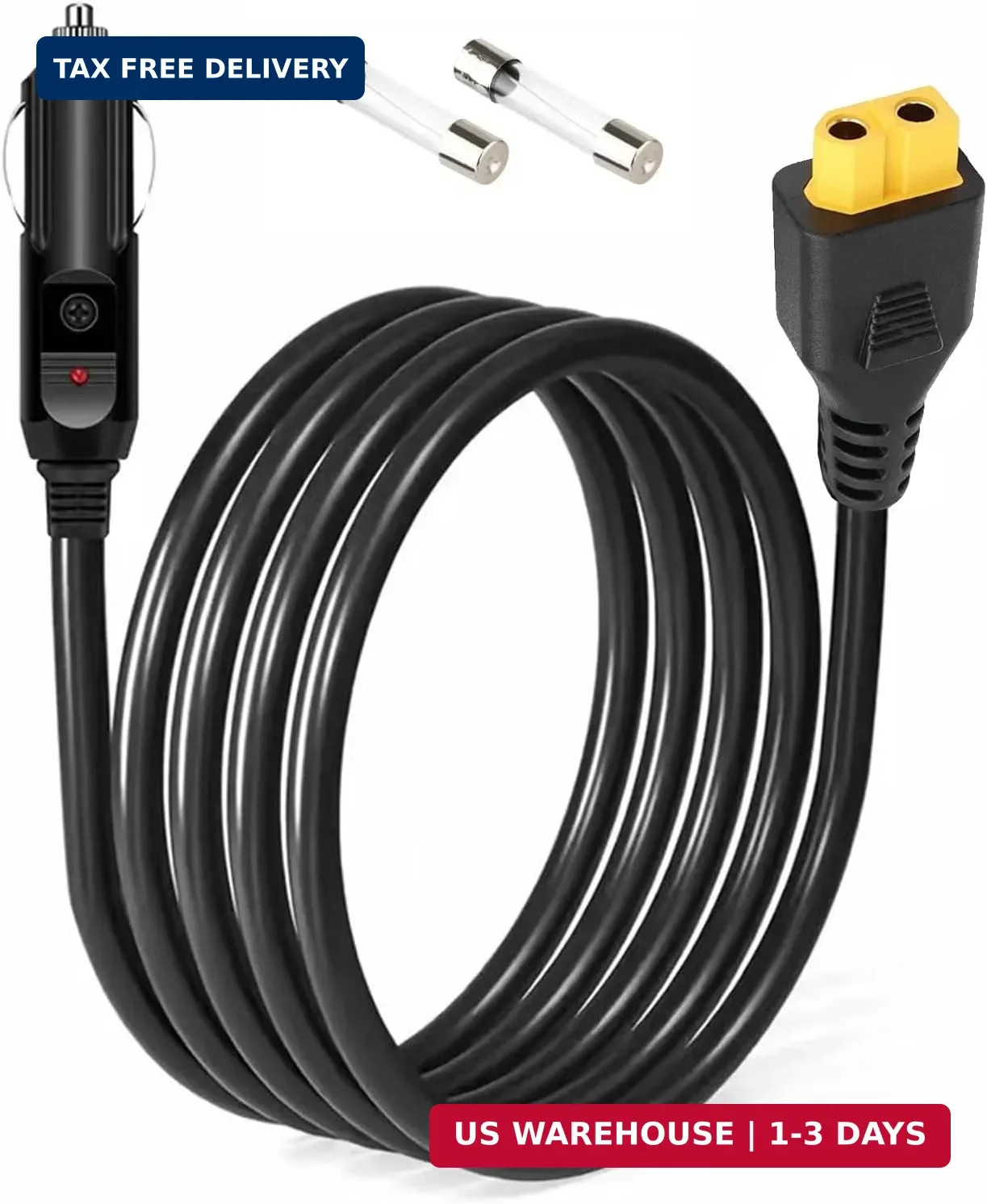 10-Foot Portable 12V XT60 Car Charger, for Bluetti EB55, Anker 757/767, Ecoflow