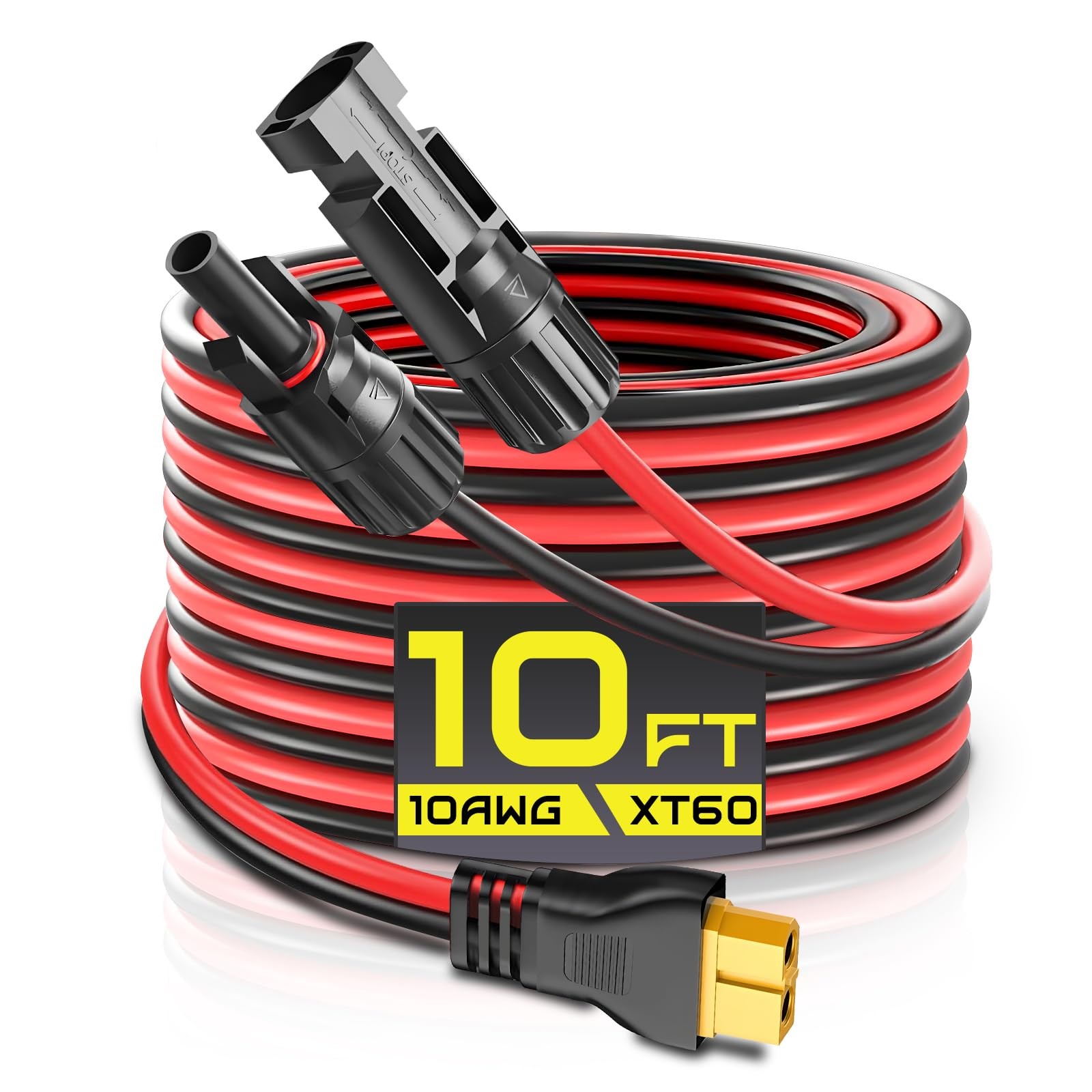 10FT 10AWG XT60 Solar Charging Cable, Solar Panel Connector to XT60 Extension…