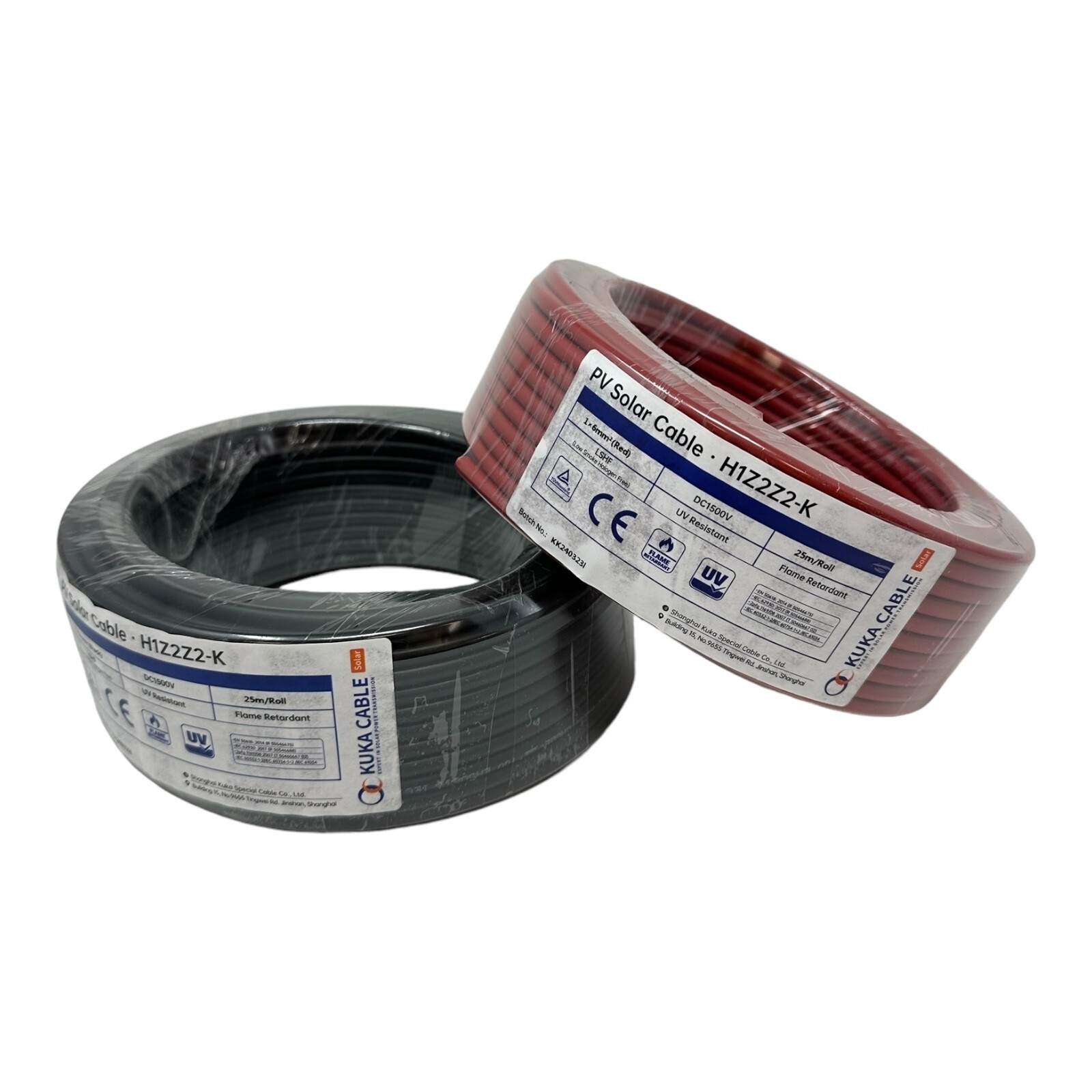 2x 25meter Drum Red and Black Solar Panel PV Cable Wire 6mm² 2 Pairs Connectors