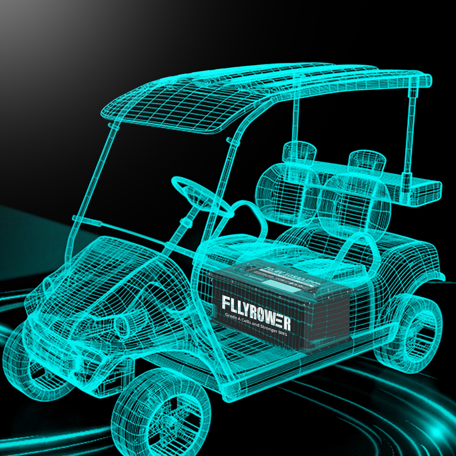1-4X 72V 105Ah Golf Cart LiFePO4 Lithium BT Battery 200A BMS+Monitor+18A Charger