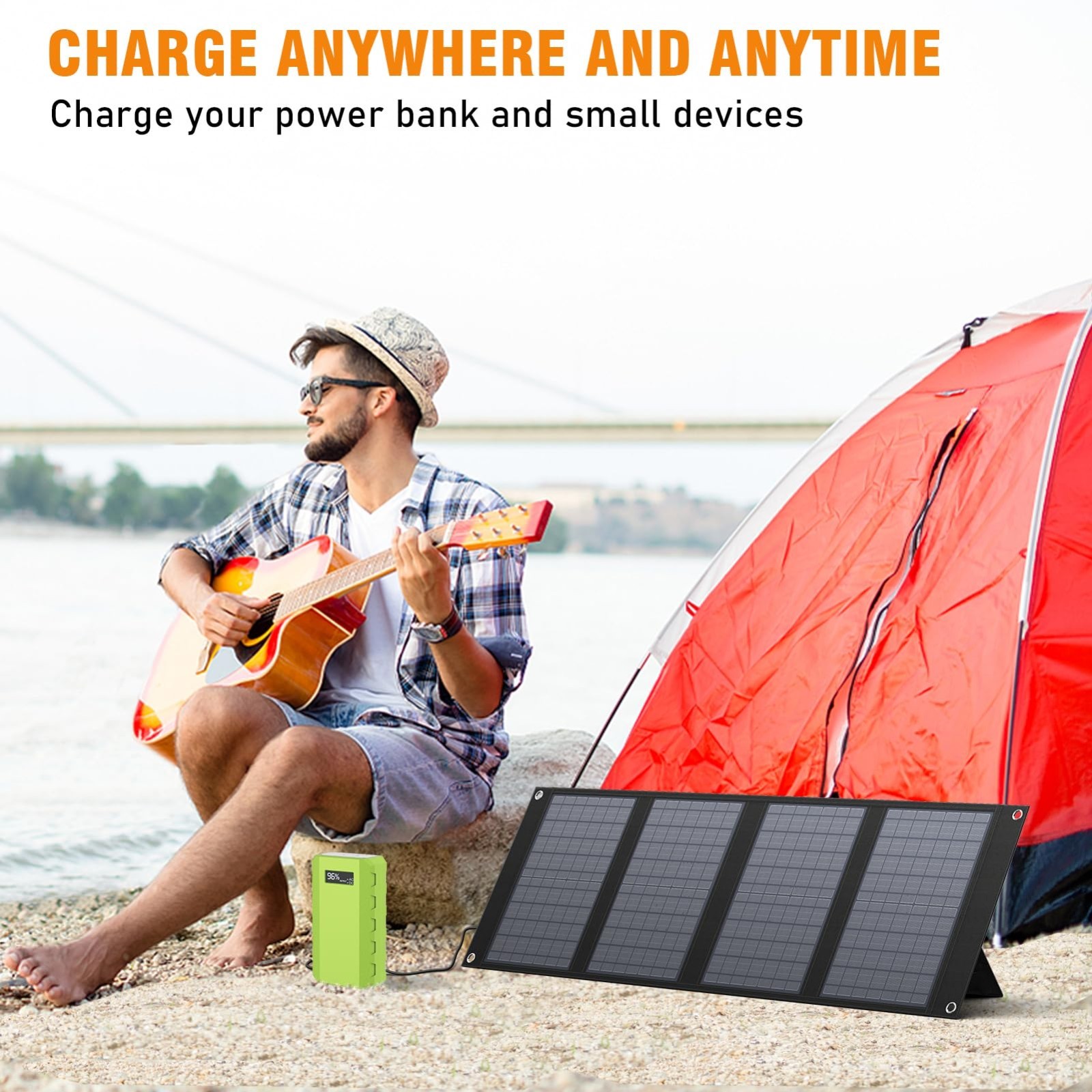 40W Foldable Solar Panel Charger for 100W-200W Power Station, USB QC3.0, 11 Conn