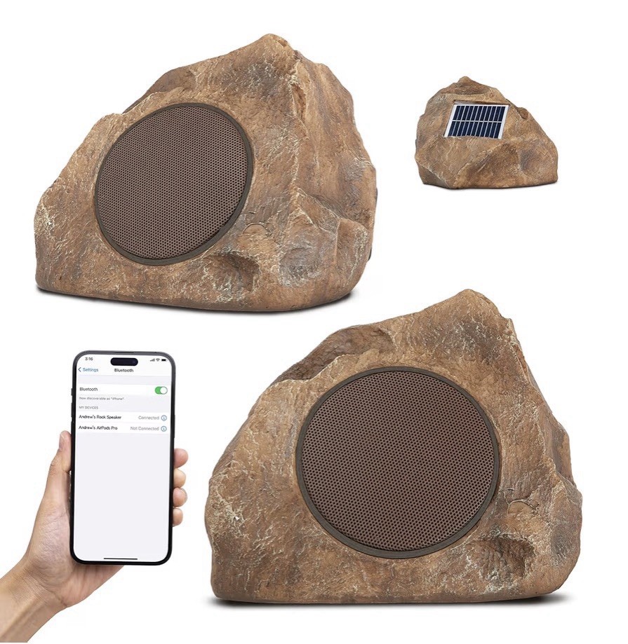 Homewell Outdoor Rock Speaker Solar-Powered Wireless Bluetooth 5.0 Outdoor
