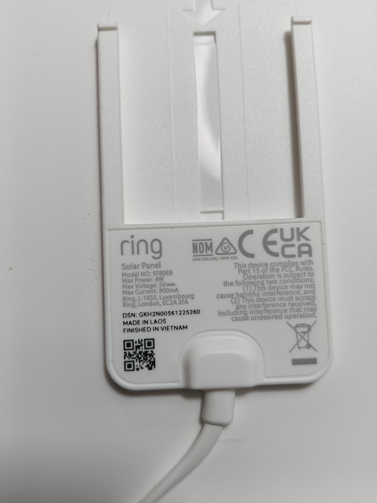 Ring 2nd Generation Solar Panel for Select Ring Cameras White USB-C NEW/OPEN BOX