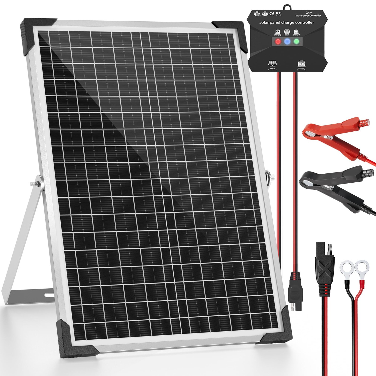 30W 24V Solar Panel Kit, Solar Battery Maintainer with MPPT Charge Controller…