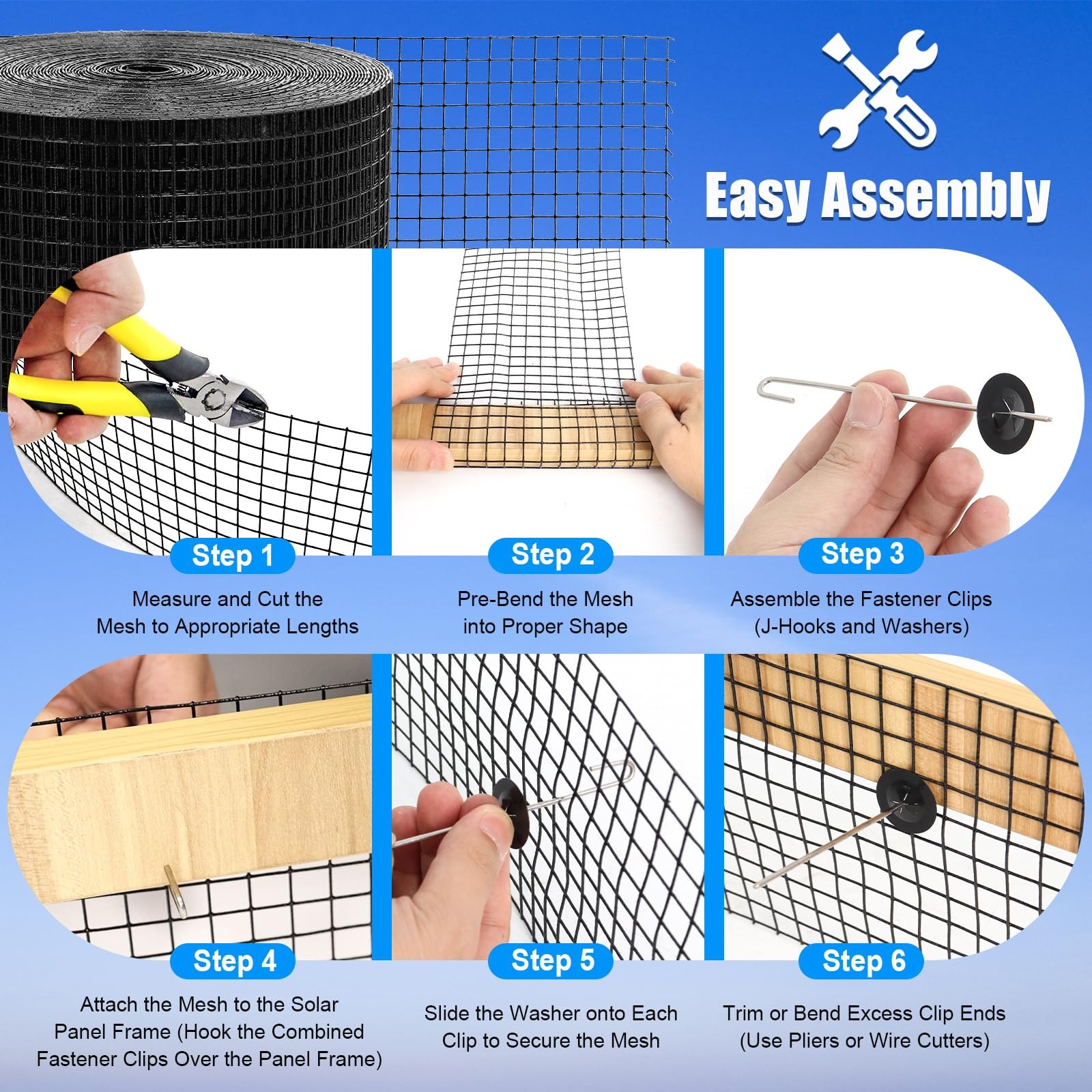 6in X 100ft Solar Panel Bird Guard – 1/2″ Black PVC Mesh Galvanized Rust-Resi…