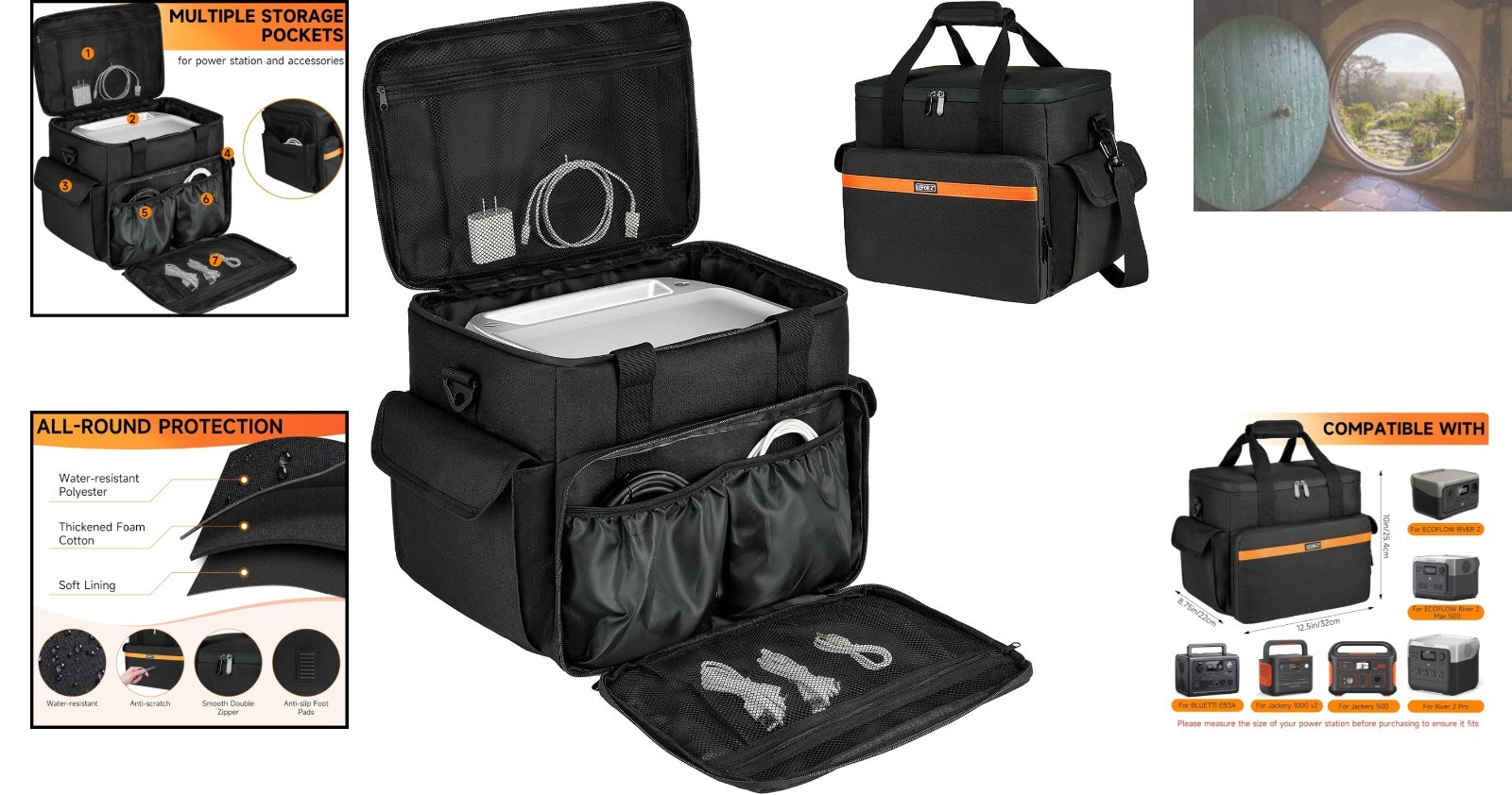 Portable Power Station Carrying Case with Padded Handles & Adjustable Straps