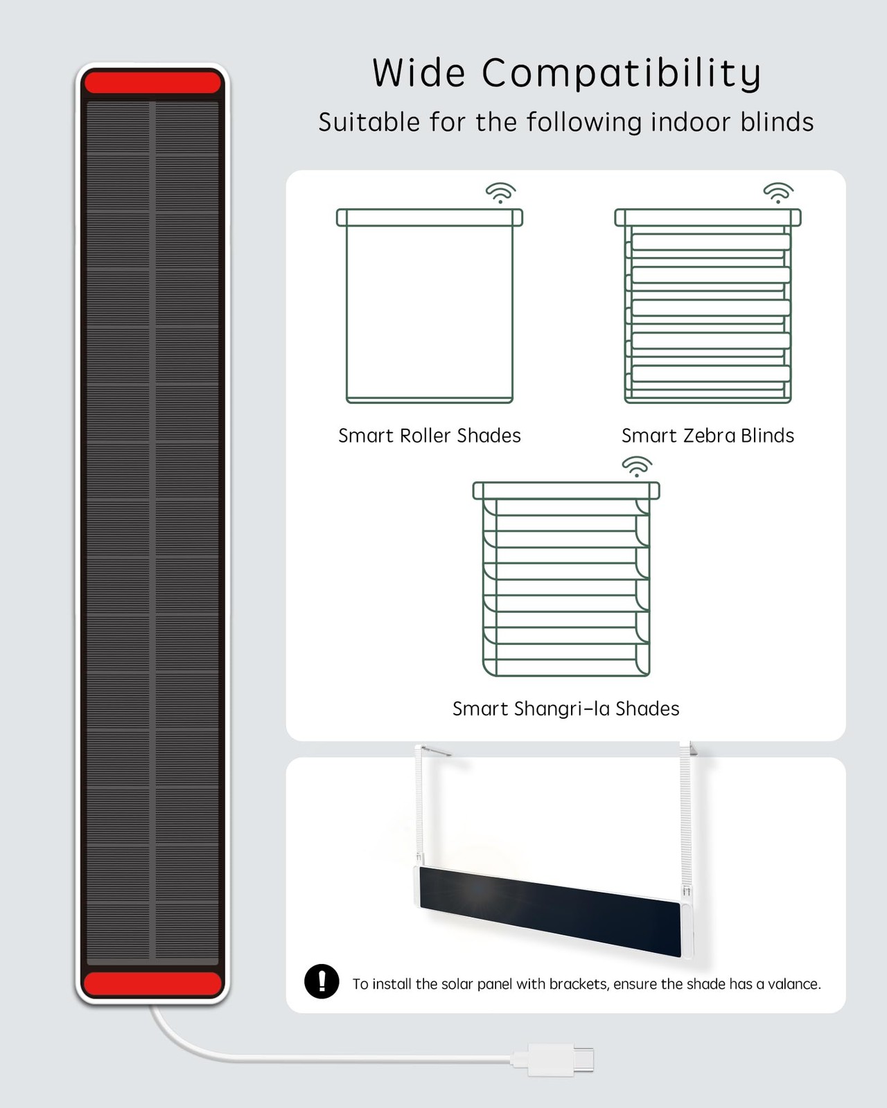 Yoolax Motorized Roller Blinds Accessories Solar Panel Fcl-Zb-Srpnl-Us-