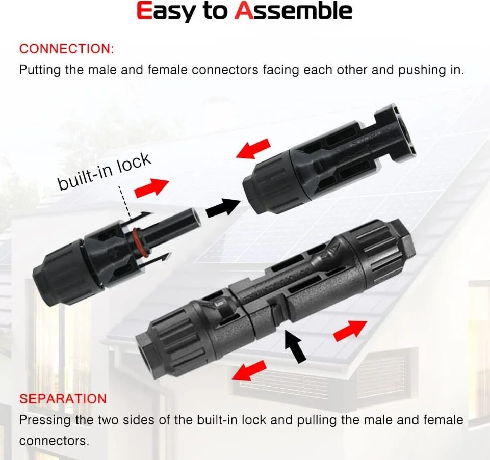 5Pairs Black Solar PV Connector Set 1000V 30A Waterproof Connectors – NEW