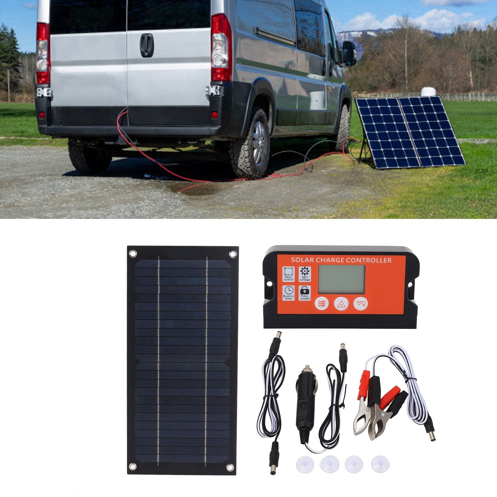 10W Solar Panel Kit 18V Battery Charger W/ Controller Caravan Boat RV Car