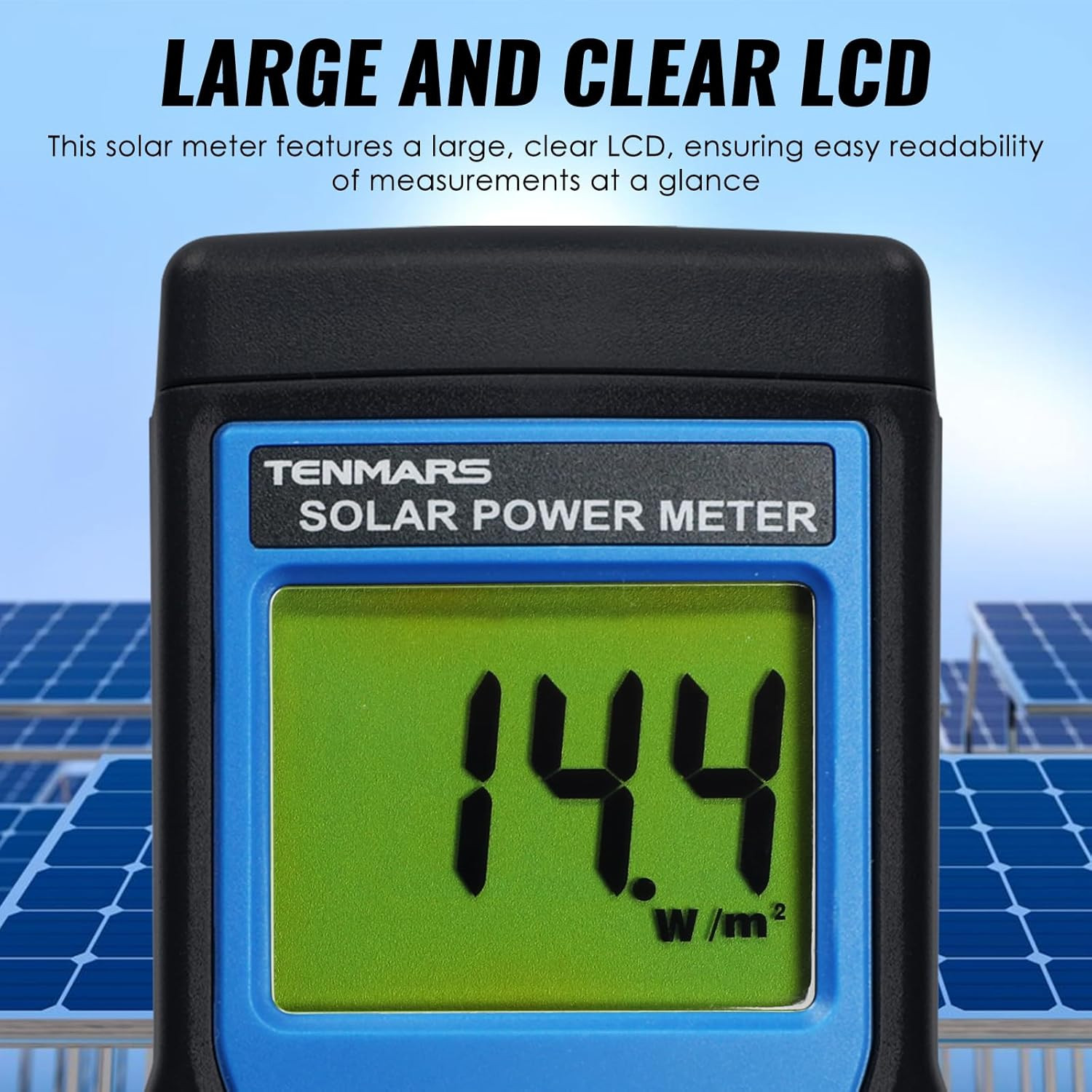Solar Power Meter, Handheld Solar Irradiance Meter Solar Energy Meter, Digital S