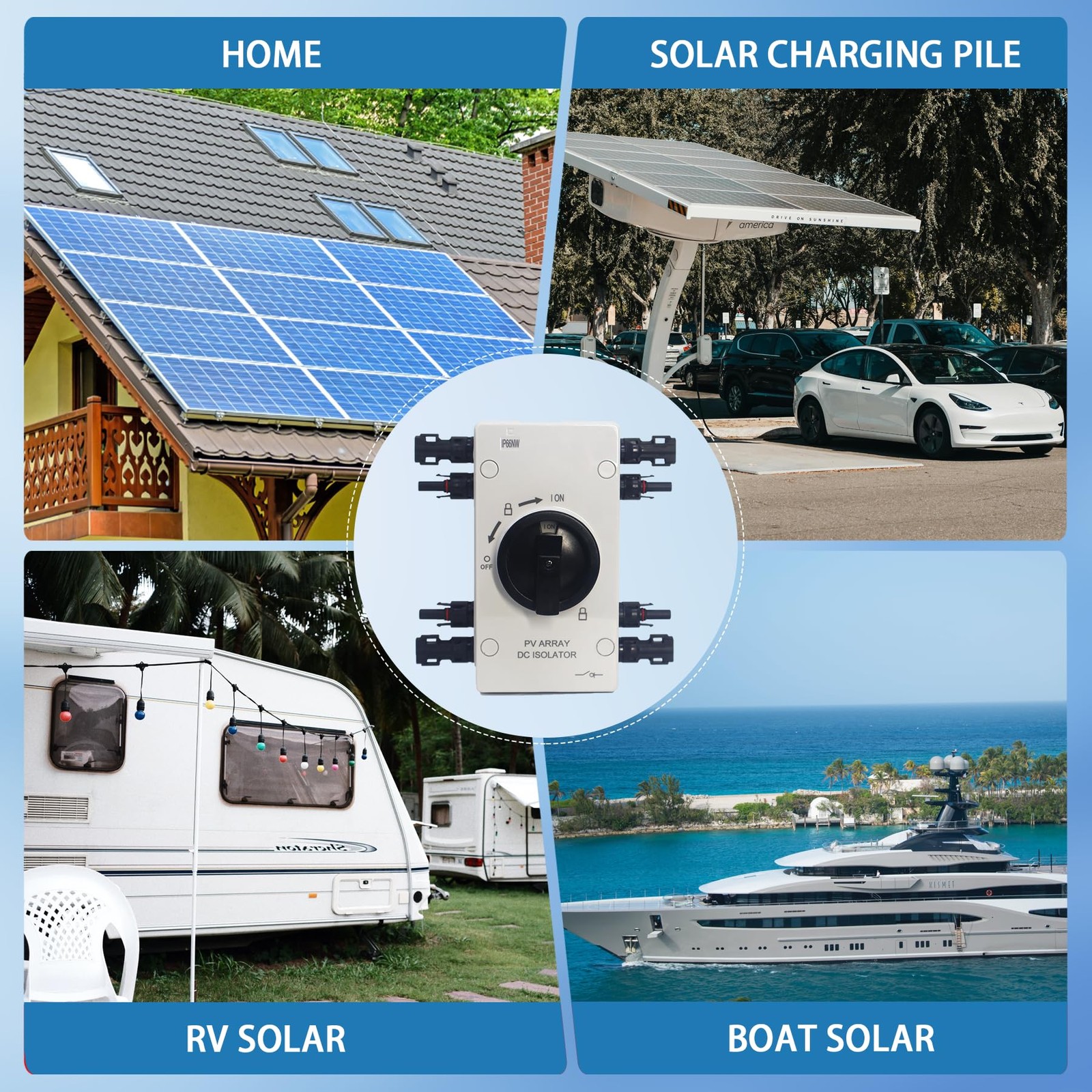 IP66 Waterproof Solar PV DC Quick Disconnect Switch, 1000V 64A Solar Panel Di…