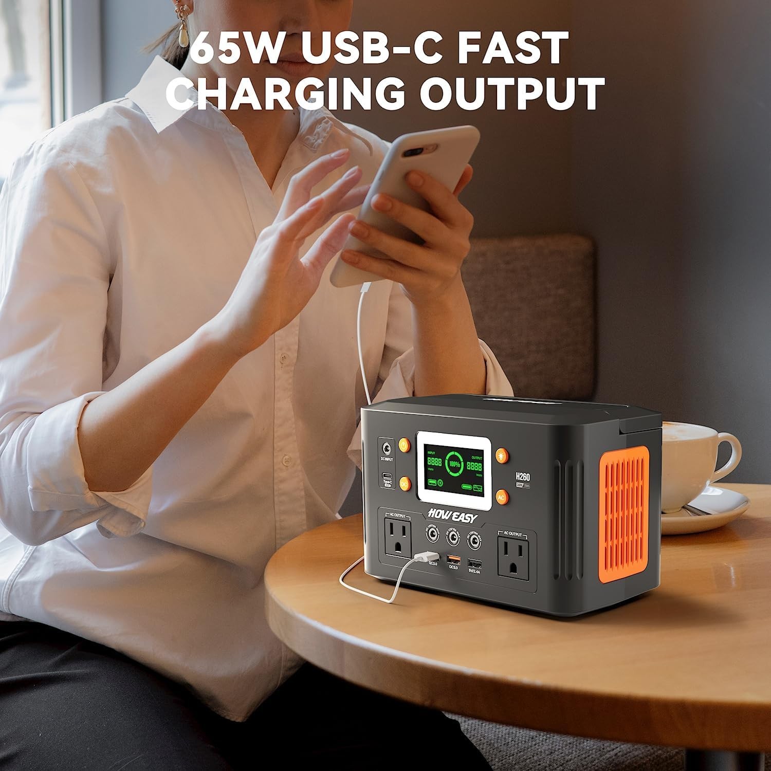 Portable Power Station,260W(500W peak) Solar Generator with PD 65W,110V Pure Sin