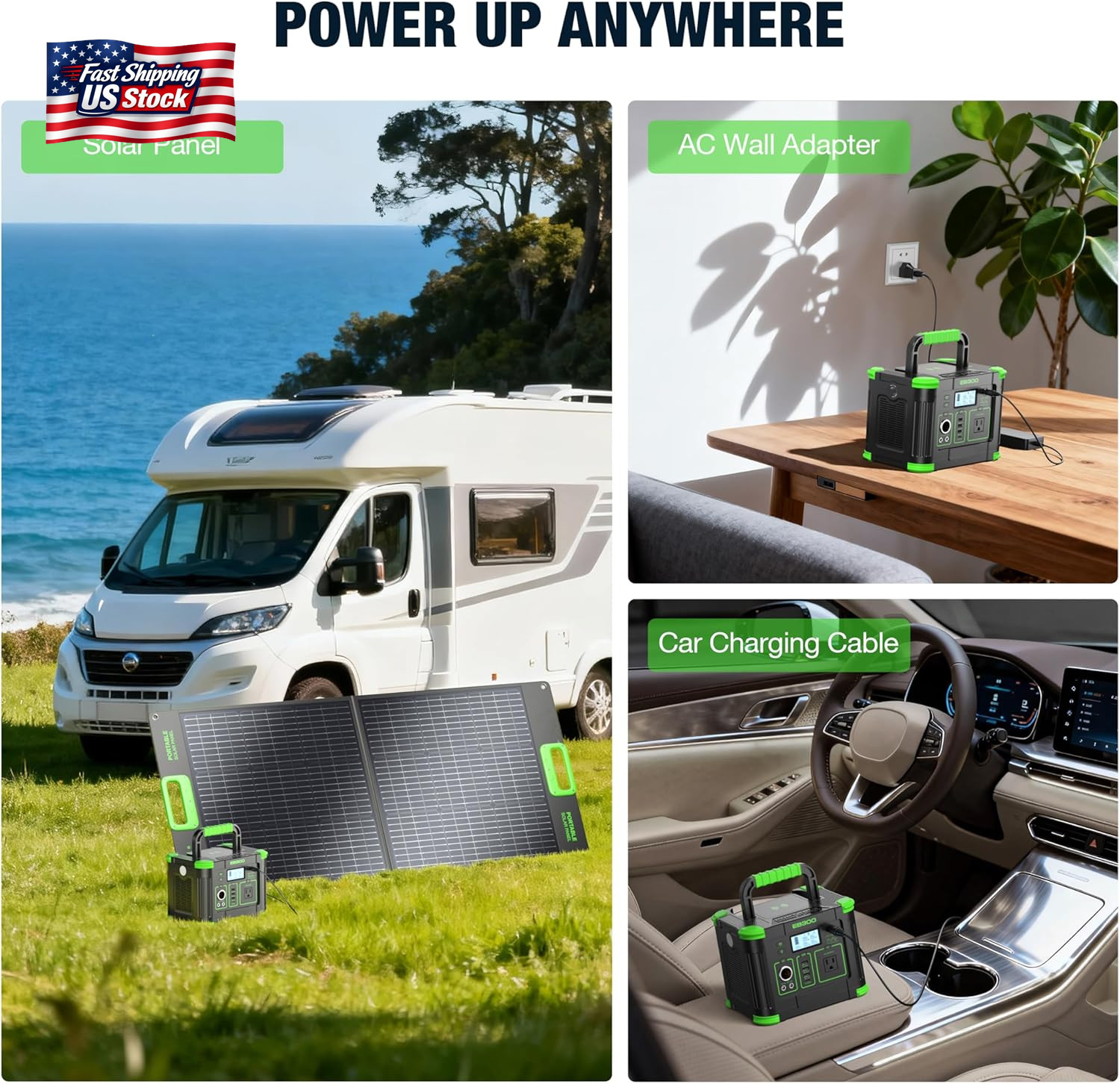 Portable Power Station 330W, GRECELL 288.6Wh Solar Generator with 60W USB-C PD O