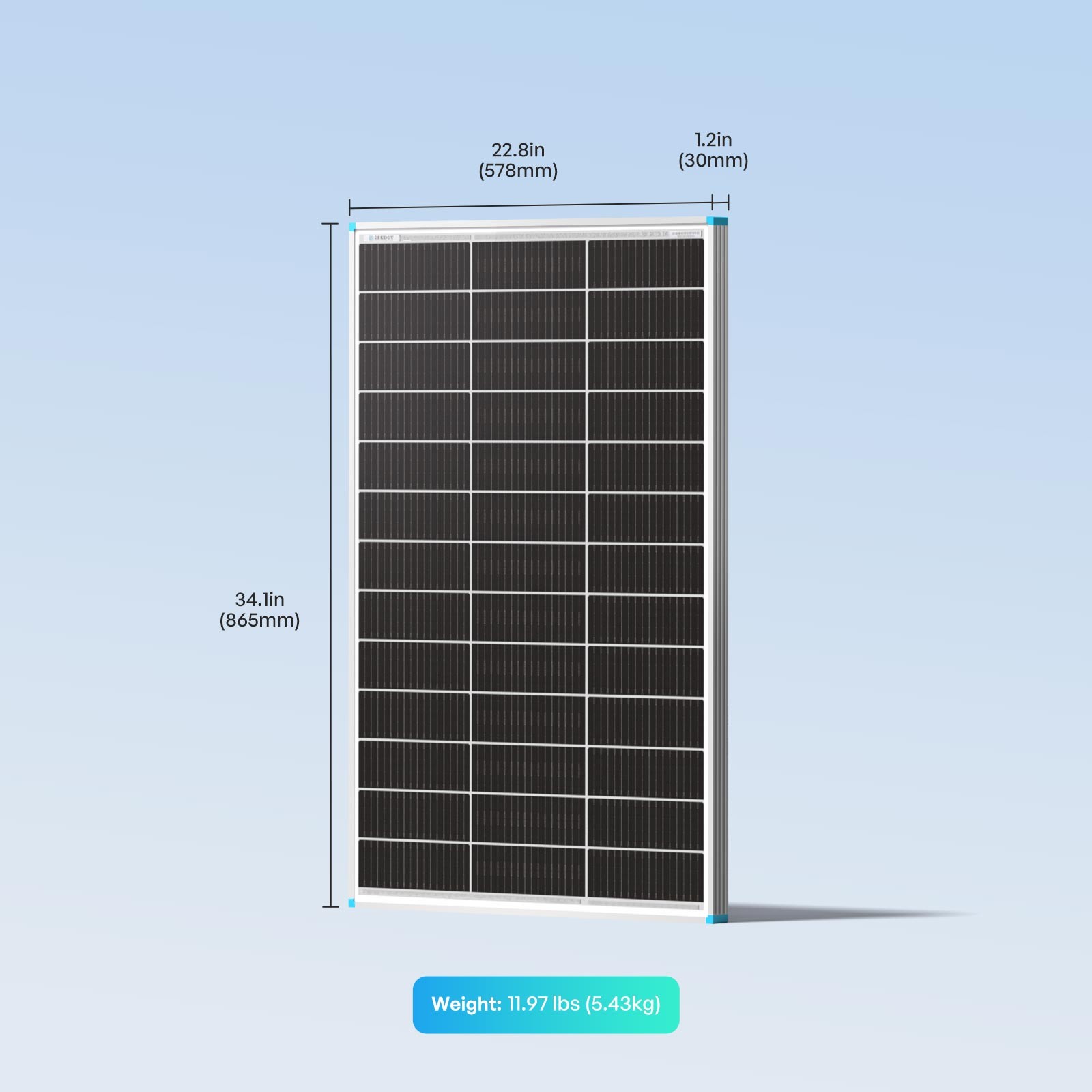 Renogy Bifacial Solar Panel 100W N-Type 16BB 25% High-Efficiency Solar Cell RV