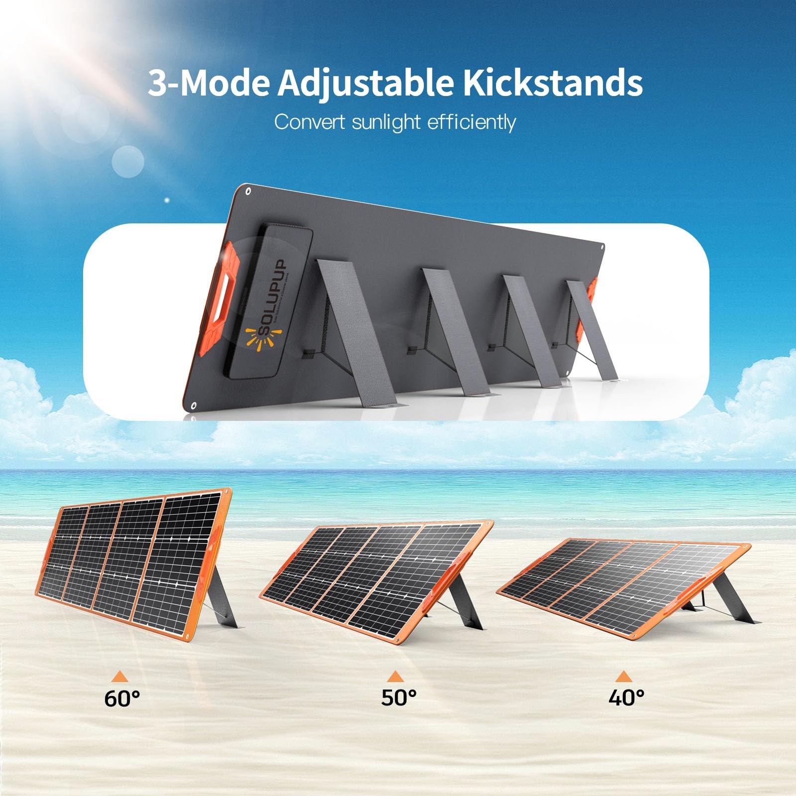 200 Watt Portable Solar Panel for Power Station Generator, 19.8V IP65 Waterproof
