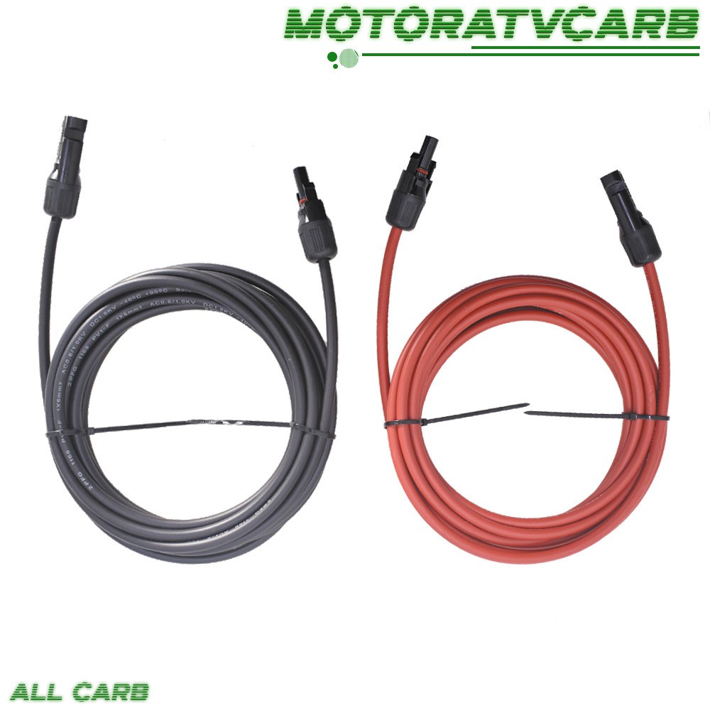 ALL-CARB 10 AWG 15 FT Solar Panel Extension Cable Wire Connector Black + Red