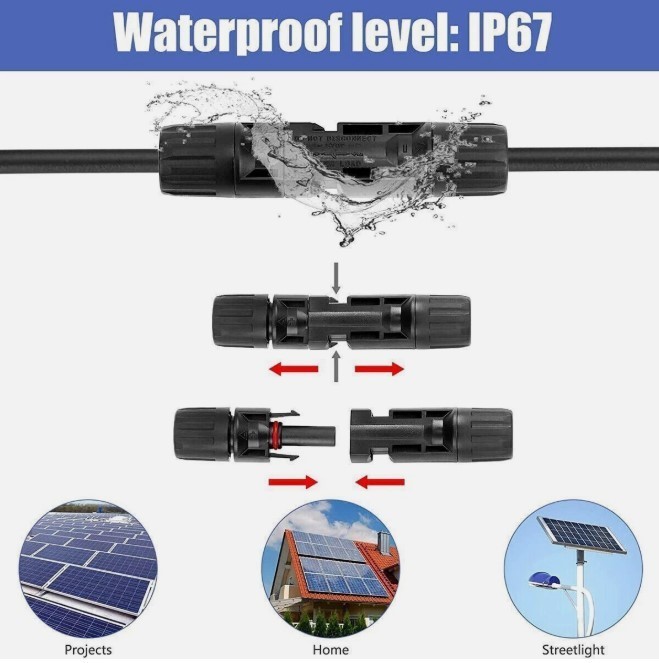 Male Female Wire Cable Connector Set 30A 1000V For Solar Panel Waterproof PV Set