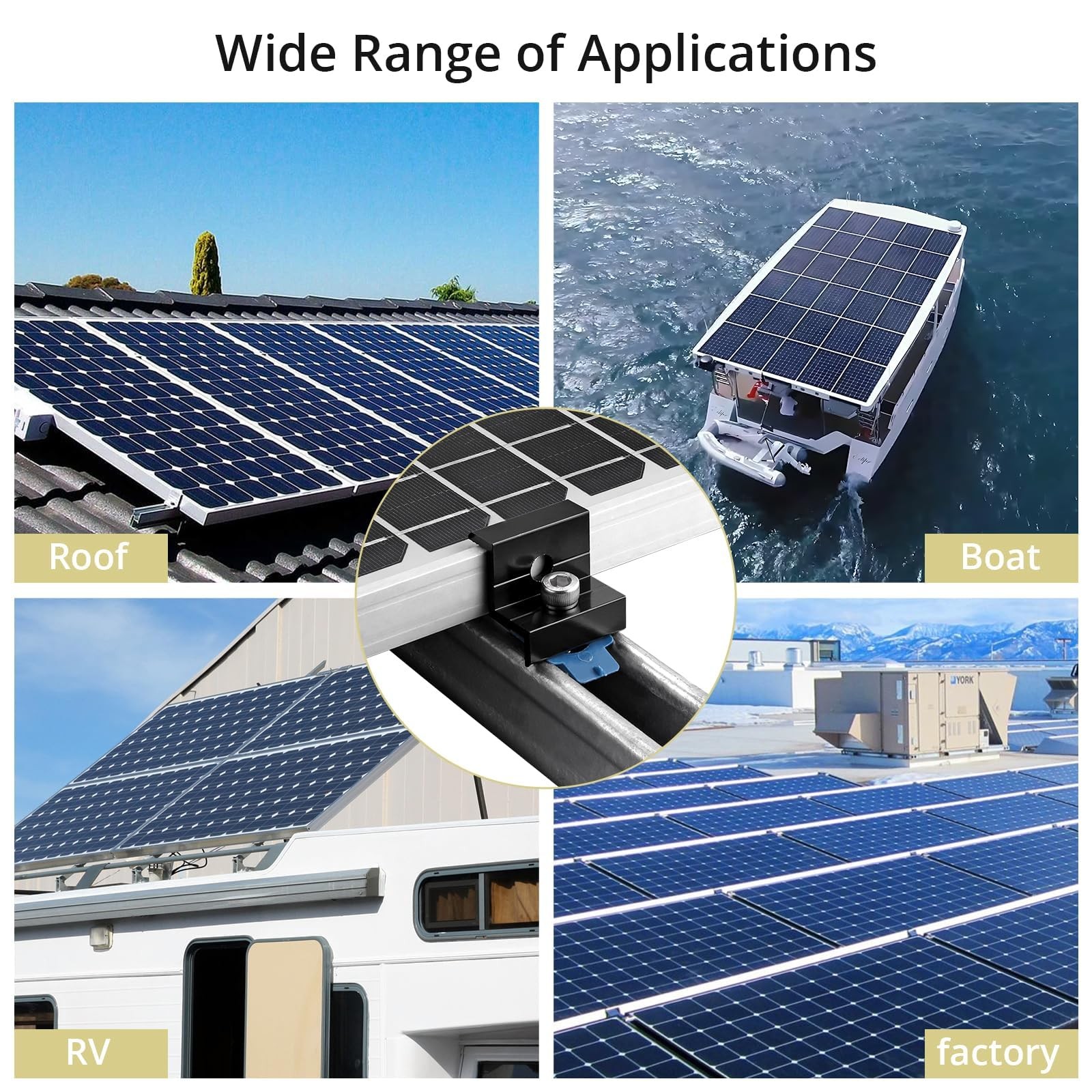 10pcs Solar Panel End Clamp for Standard Unistrut, Aluminum 30mm/35mm Solar P…