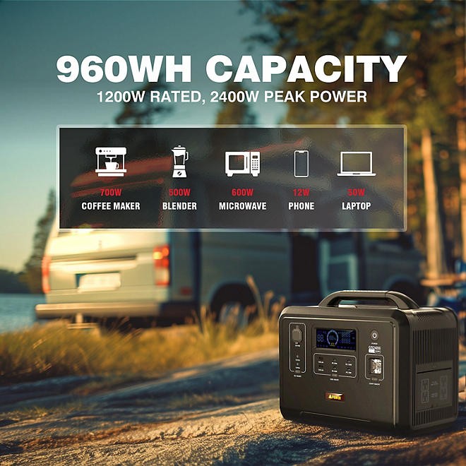 A-iPower Portable Power Station 2400-Watt Peak LiFePO4 Battery With Rapid Charge