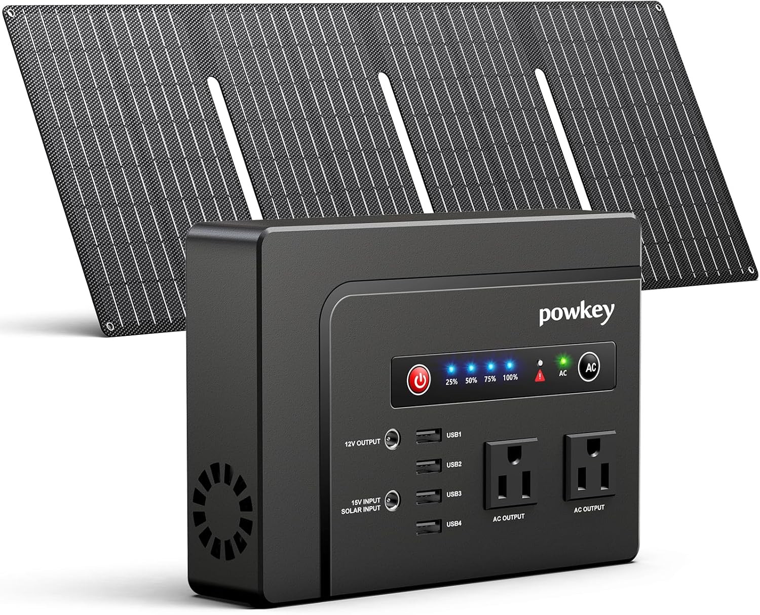 powkey Solar Generator 200W 146Wh Pure Sine Wave AC