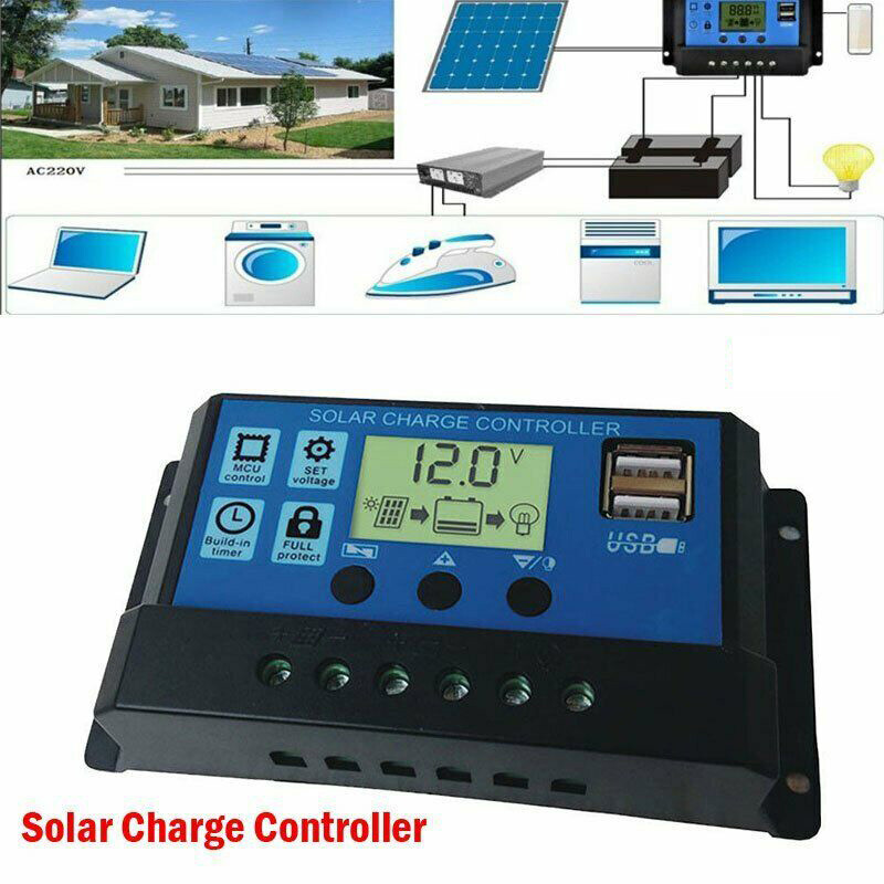30A 12V/24V Solar Panel Regulator Charge Controller Auto Focus Tracking
