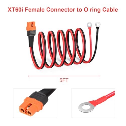 XT60i to O Ring Terminal Cable,XT60i Female to O Ring Connector with 5FT 12AWG