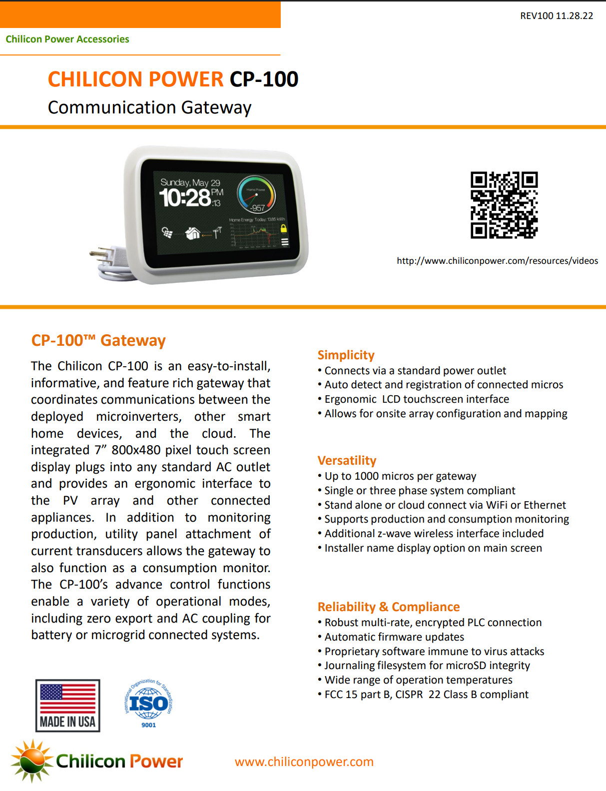 Chilicon Power CP-GWY-100 7″ LCD touch screen gateway for monitoring